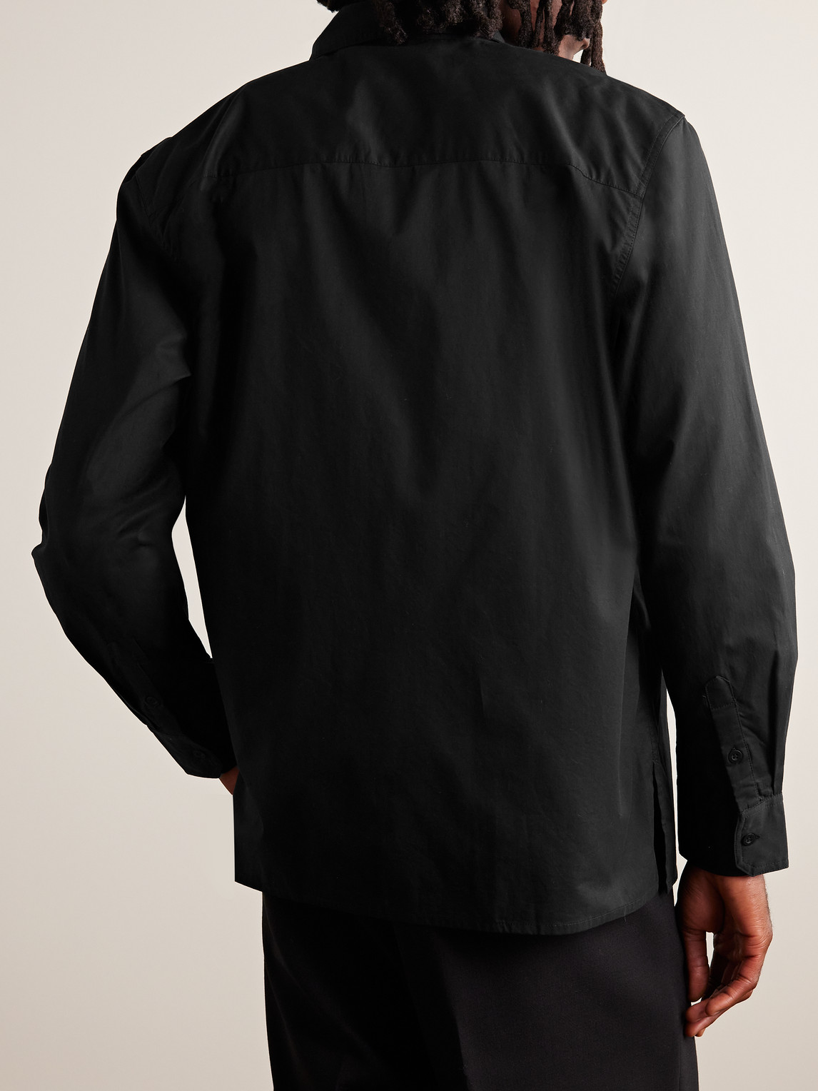 Shop Nili Lotan Finn Cotton-poplin Shirt In Black