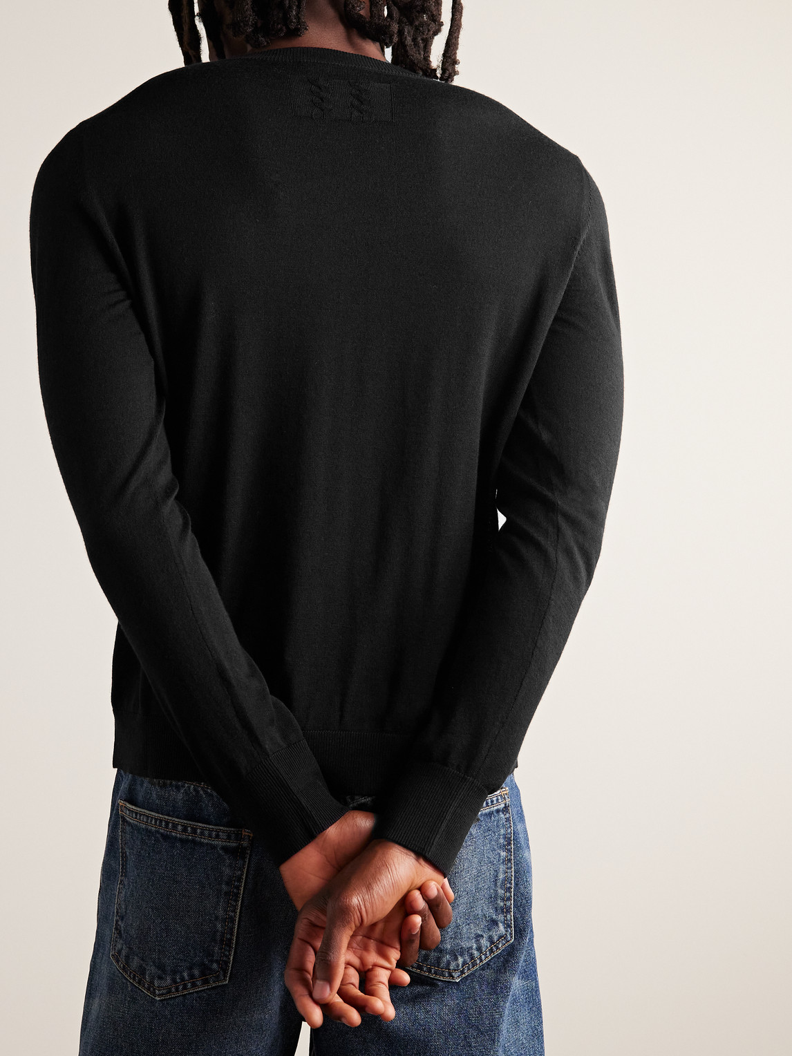 Shop Nili Lotan Cory Slim-fit Wool And Silk-blend Sweater In Black