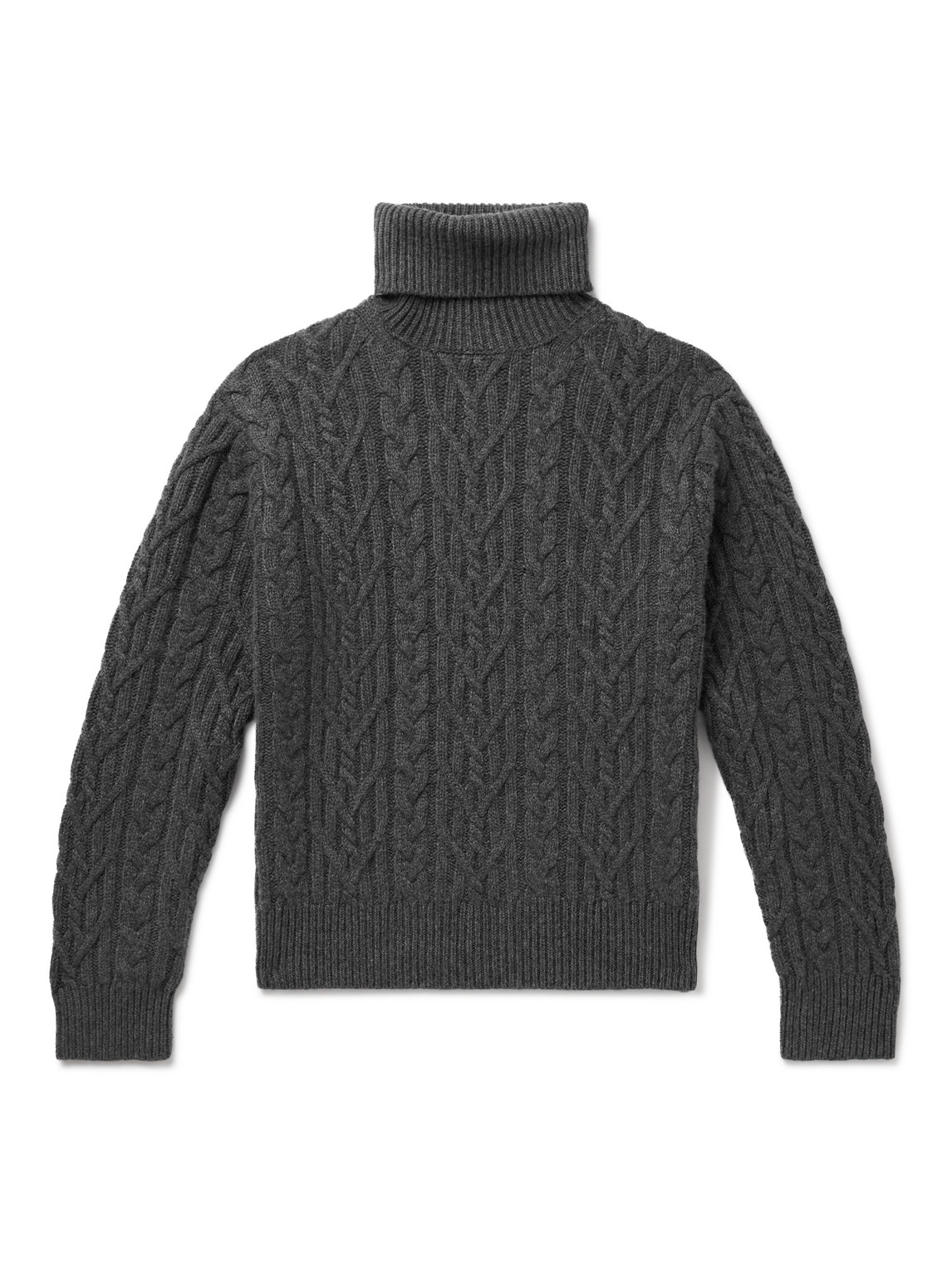 Nili Lotan Gio Cable-knit Cashmere Rollneck Sweater In Gray