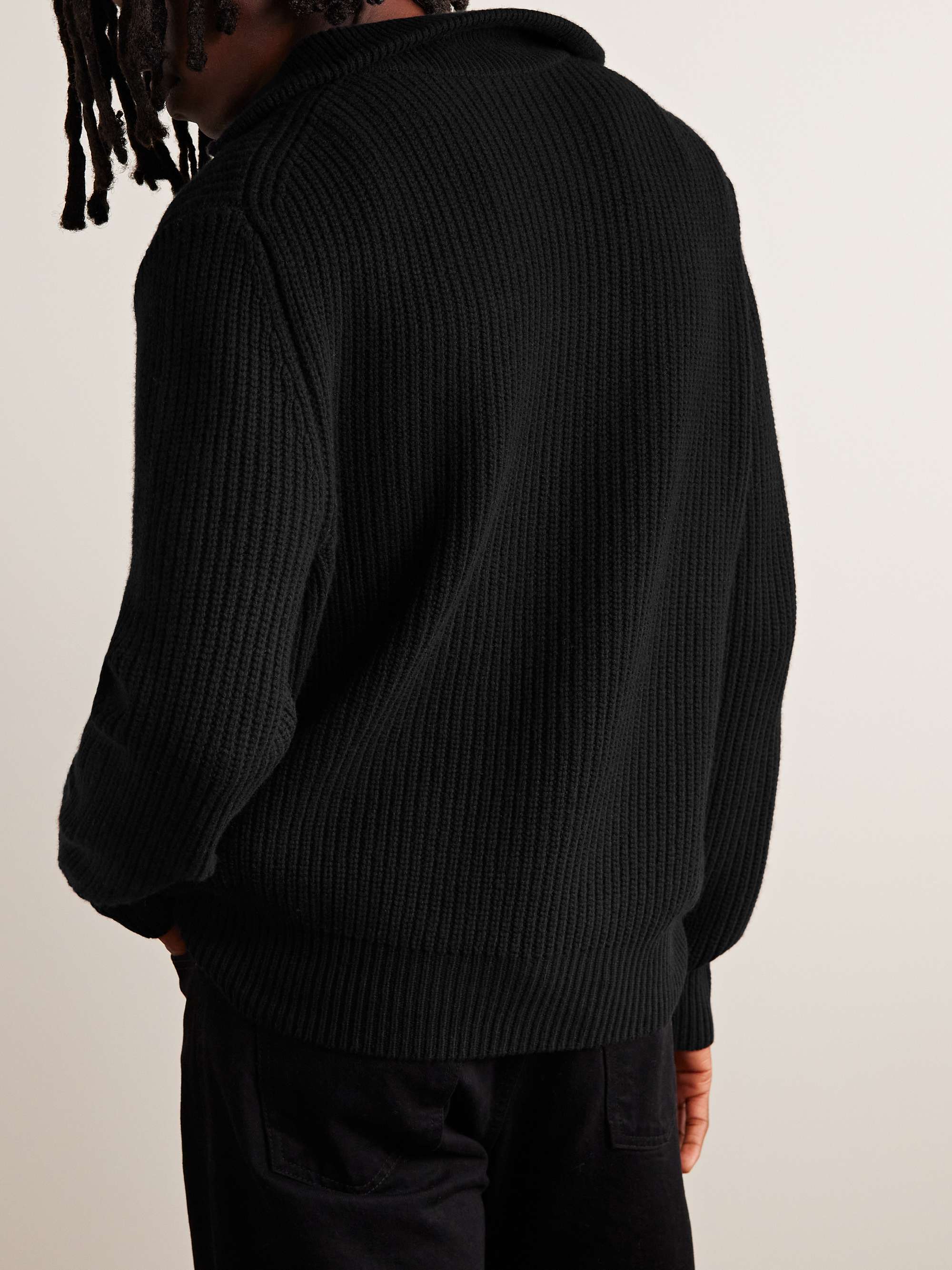 NILI LOTAN Heston Ribbed Cashmere Half-Zip Sweater