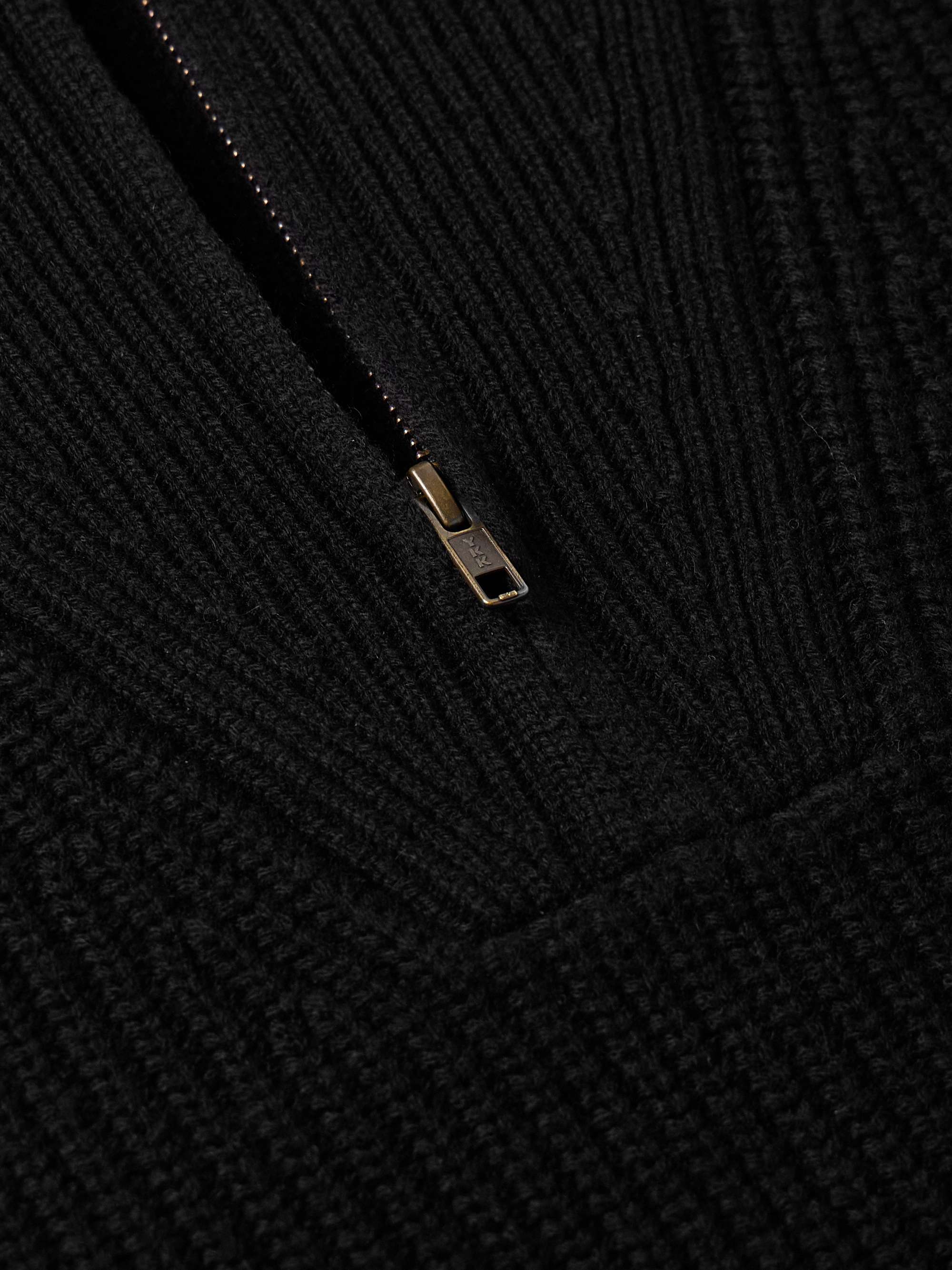 NILI LOTAN Heston Ribbed Cashmere Half-Zip Sweater