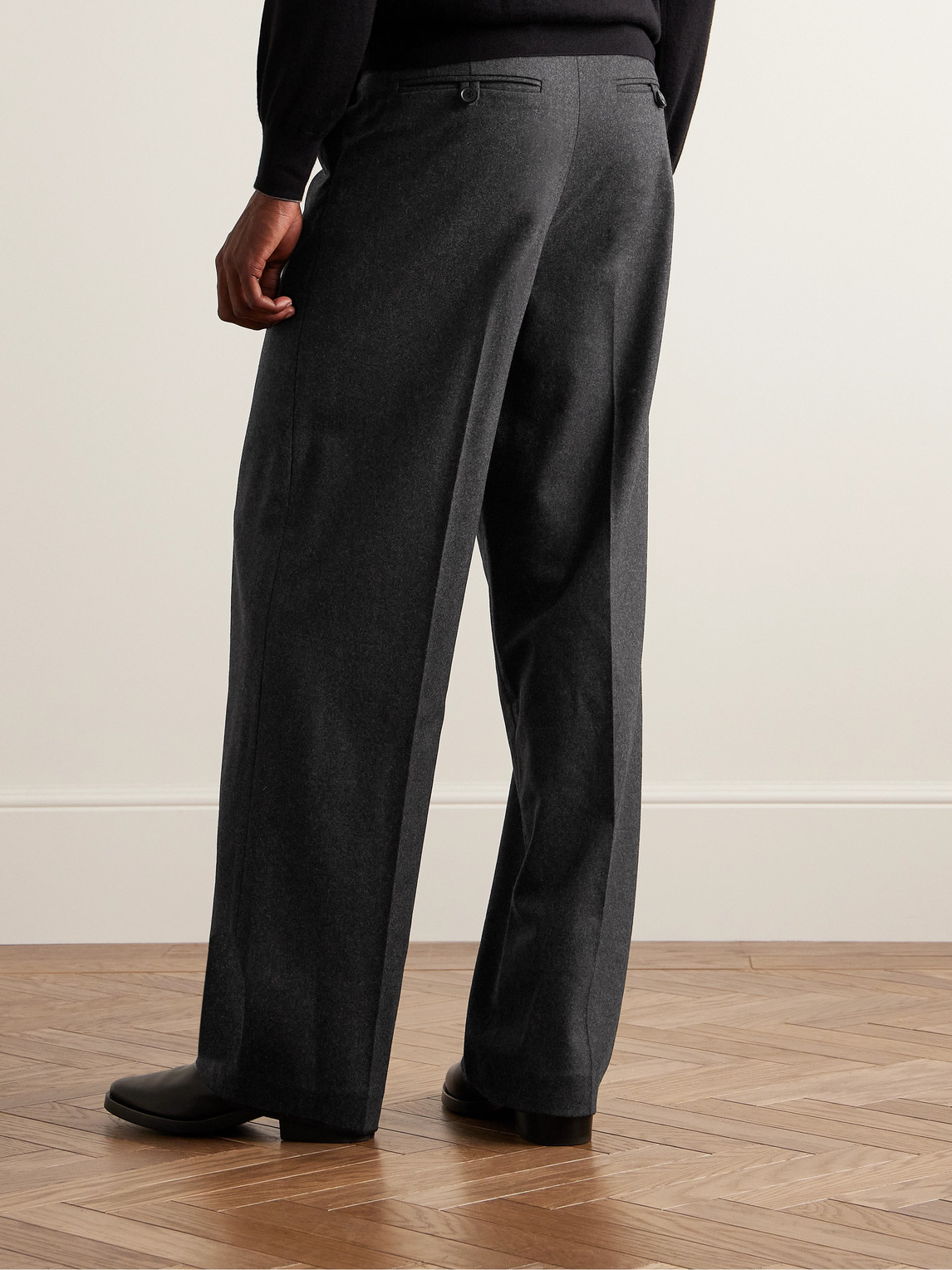 Shop Nili Lotan Emmett Straight-leg Pleated Virgin Wool-blend Trousers In Gray