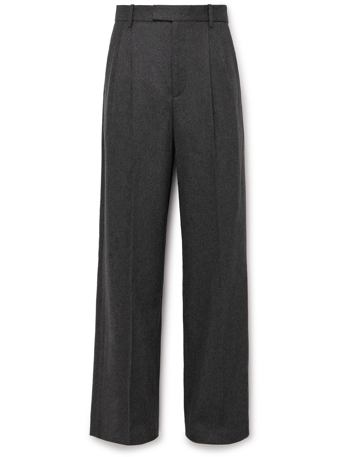 Nili Lotan Emmett Straight-leg Pleated Virgin Wool-blend Trousers In Gray