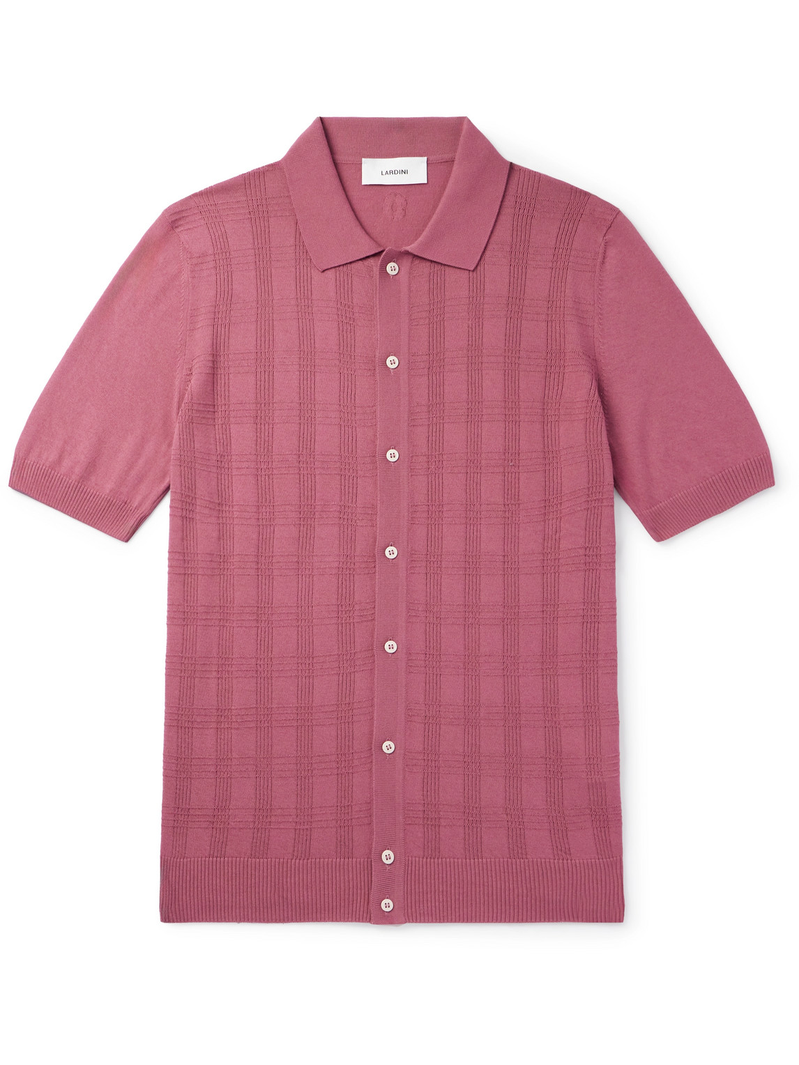 Lardini Slim-fit Jacquard-knit Cotton Shirt In Pink