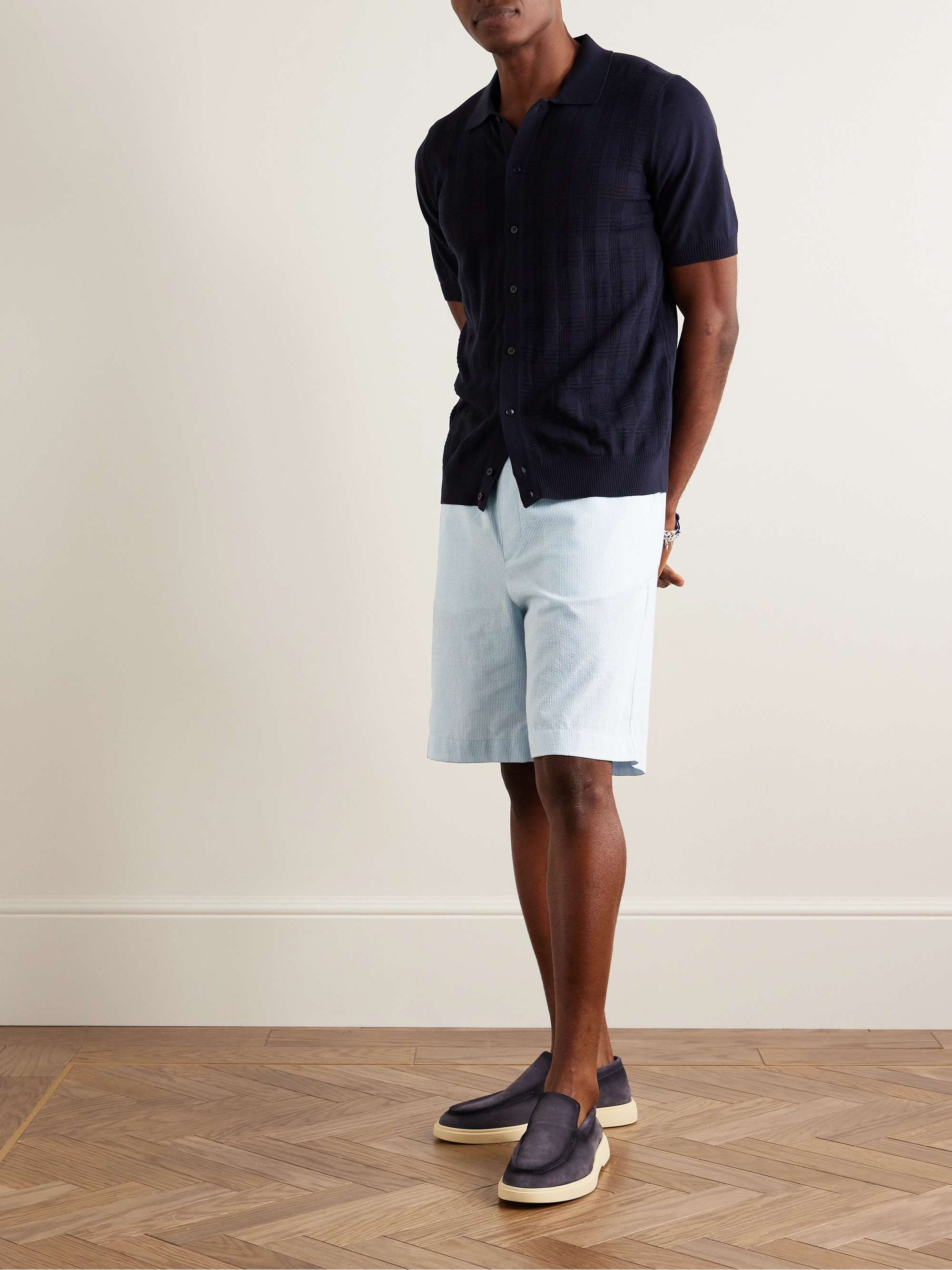 Cotton-blend striped shorts