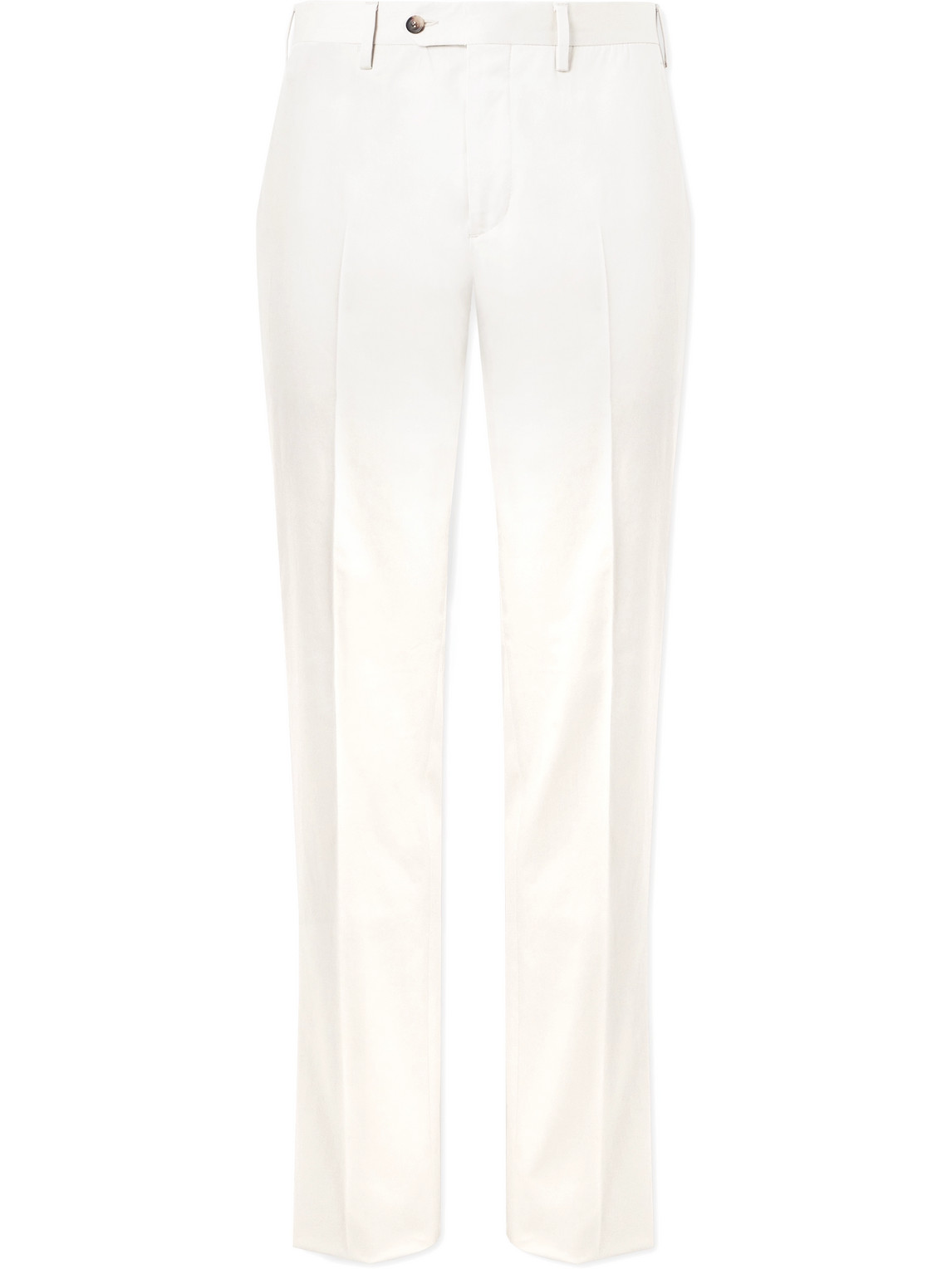 Lardini Slim-fit Straight-leg Pleated Cotton-blend Poplin Suit Trousers In White