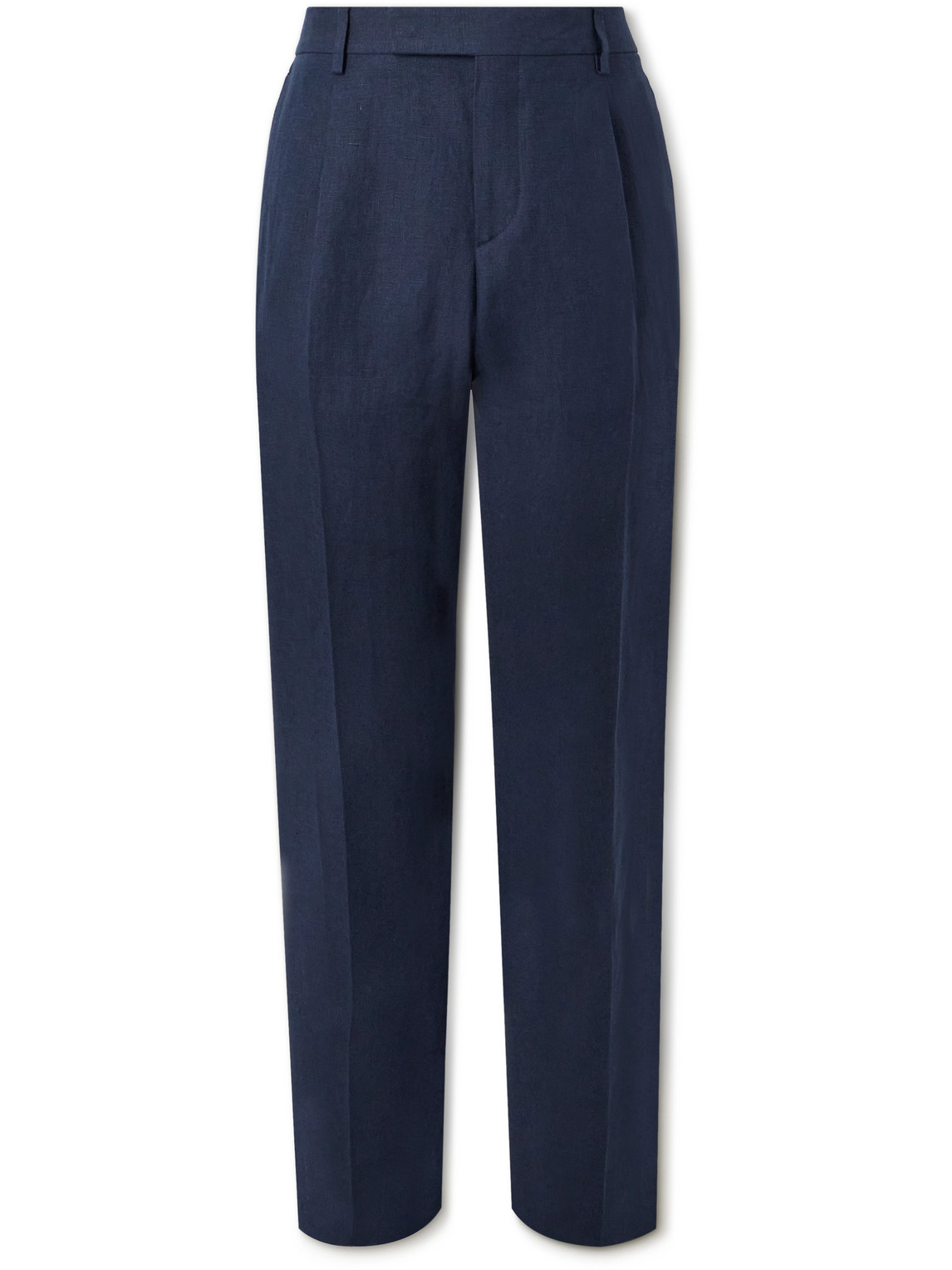 Lardini Straight-leg Pleated Linen Suit Trousers In Blue