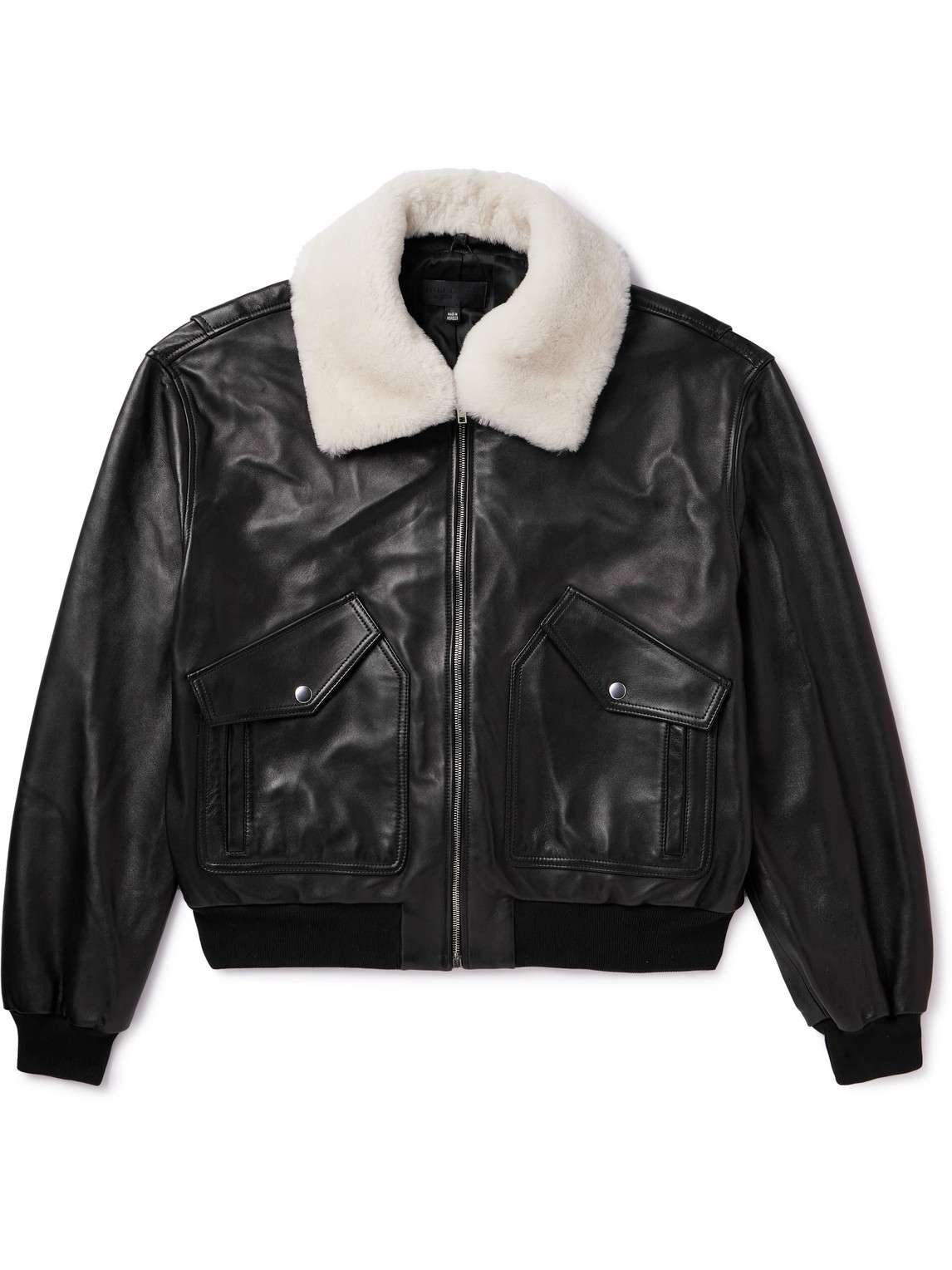 Nili Lotan Elias Shearling-collar Leather Jacket In Black