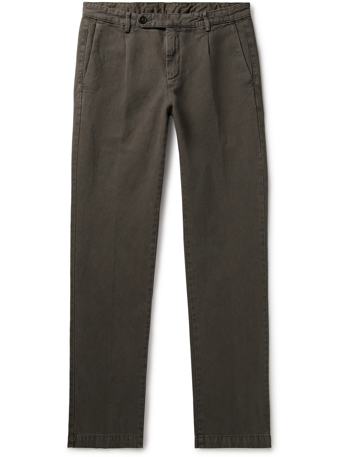 Massimo Alba Ionio2 Straight-leg Pleated Cotton And Hemp-blend Gabardine Trousers In Brown