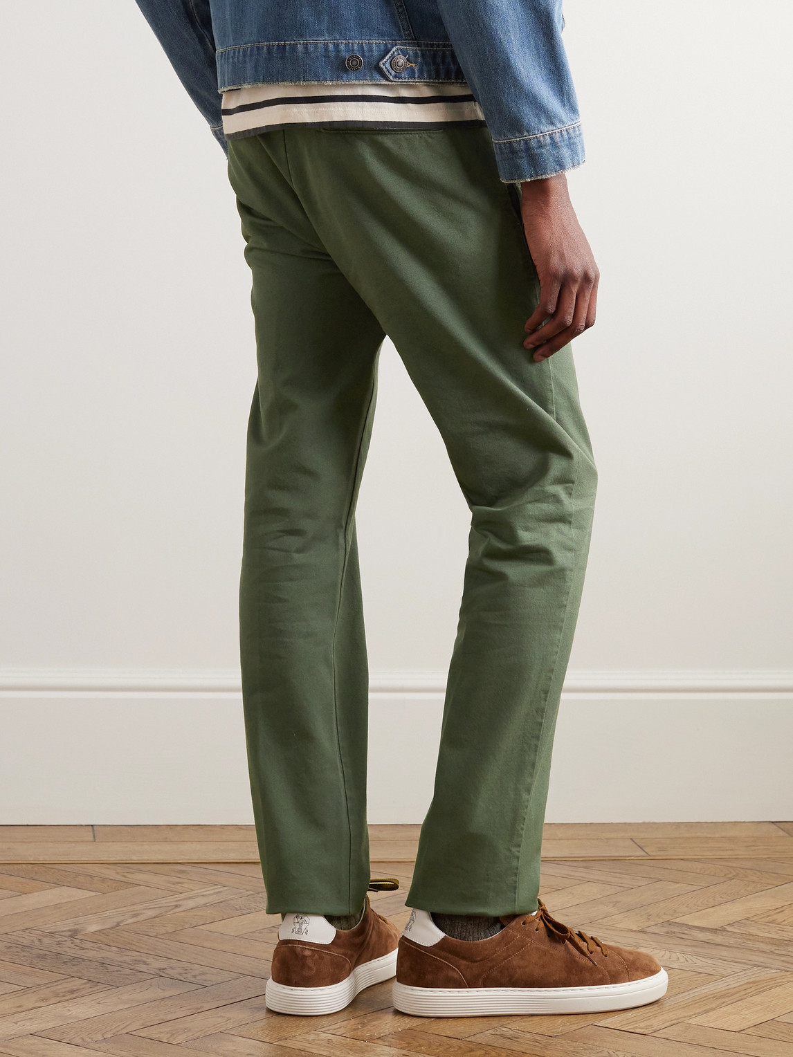 Shop Massimo Alba Winch2 Slim-fit Cotton-blend Twill Trousers In Green