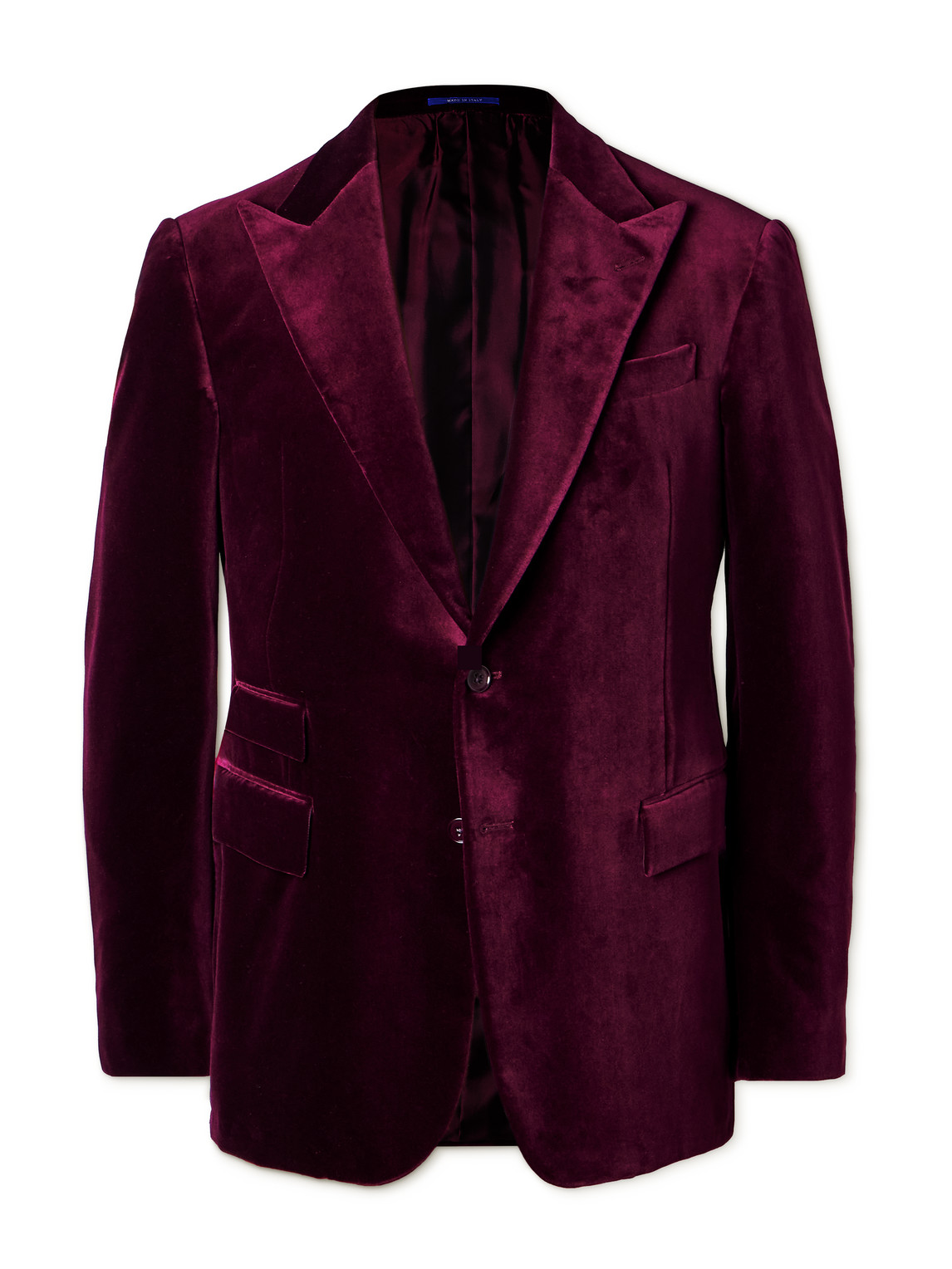 Ralph Lauren Purple Label Cotton-velvet Tuxedo Jacket In Burgundy
