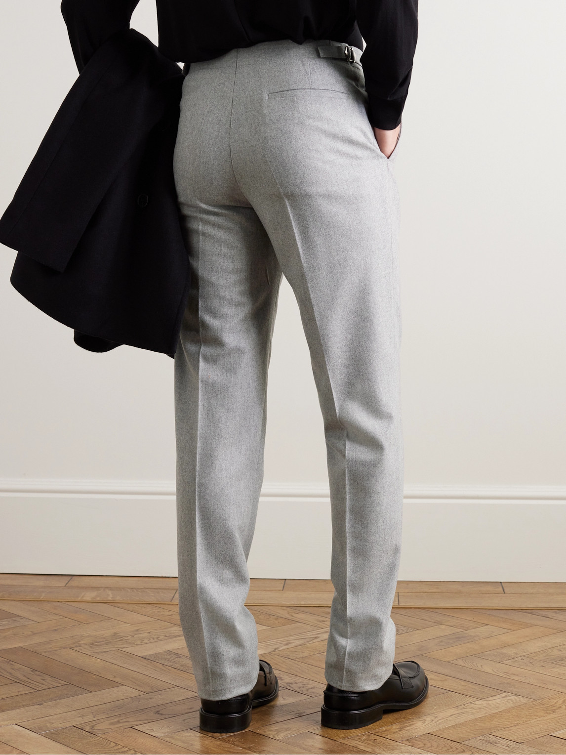 Shop Richard James Tapered Wool Flannel Suit Trousers In Gray