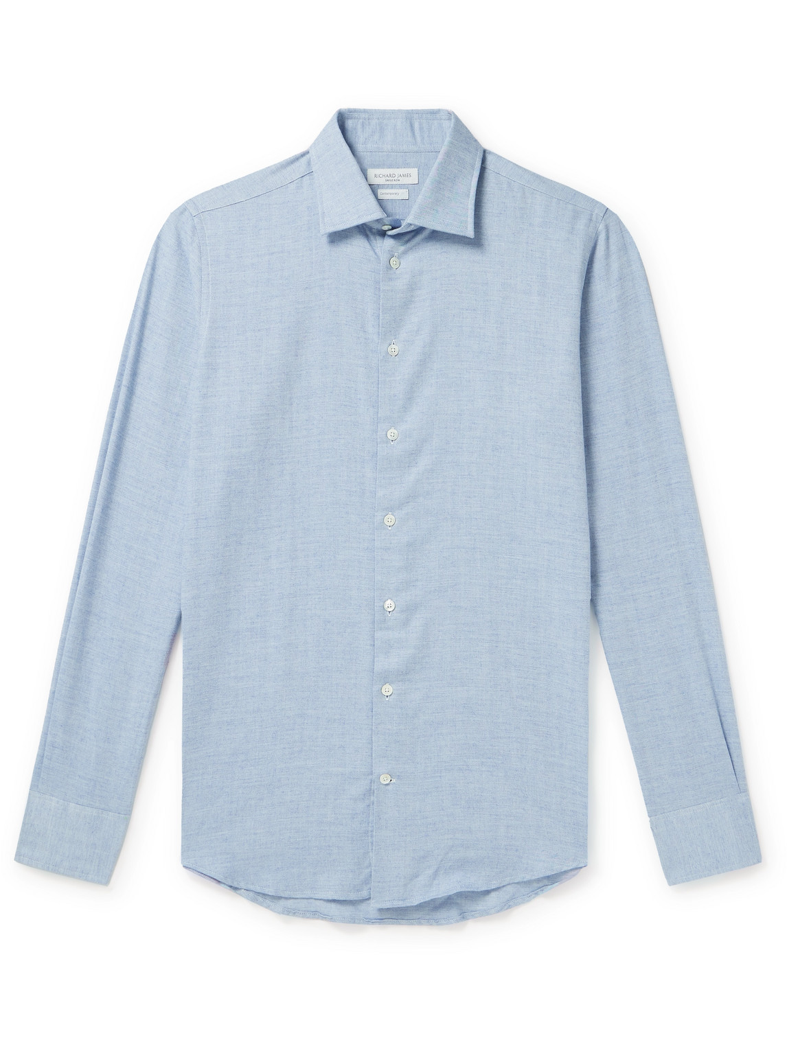 Richard James Cotton And Wool-blend Shirt In Blue
