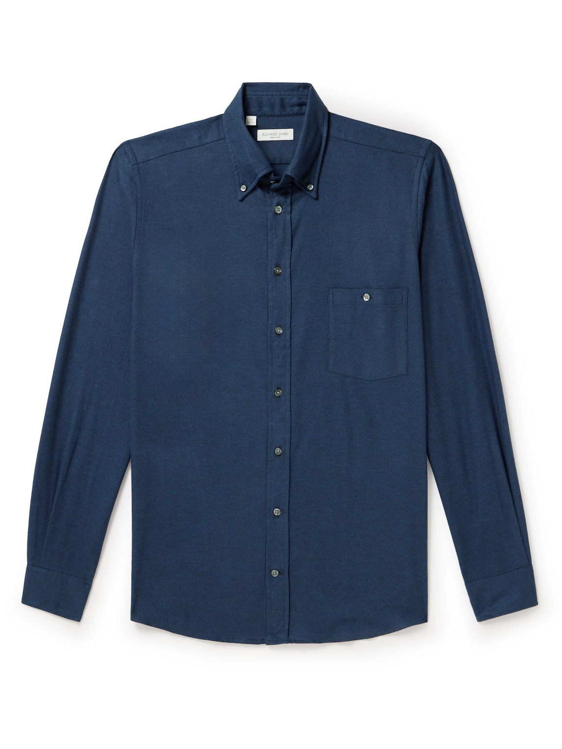 Richard James Button-down Collar Cotton-flannel Shirt In Blue