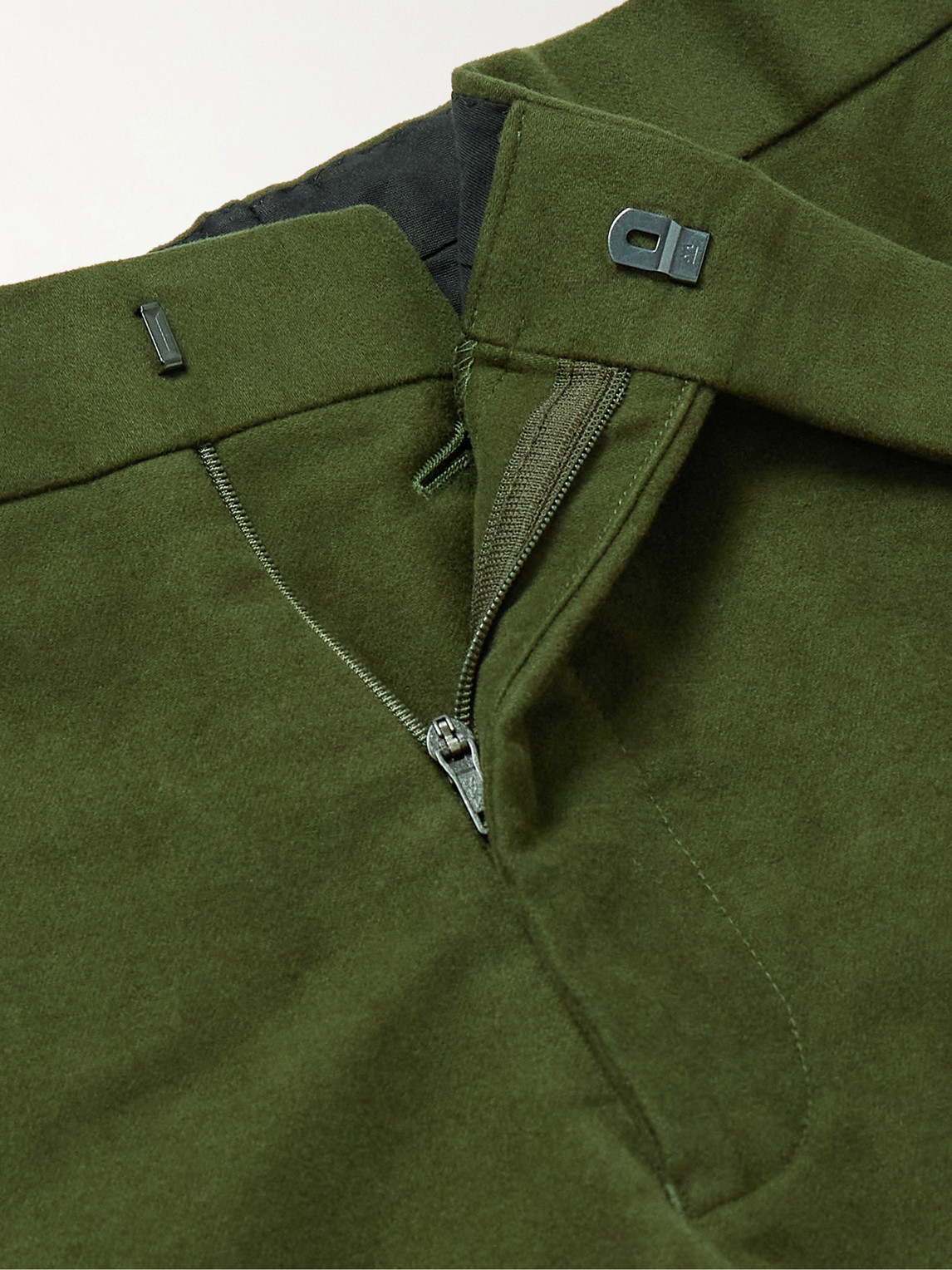 Shop Richard James Tapered Cotton-moleskin Trousers In Green