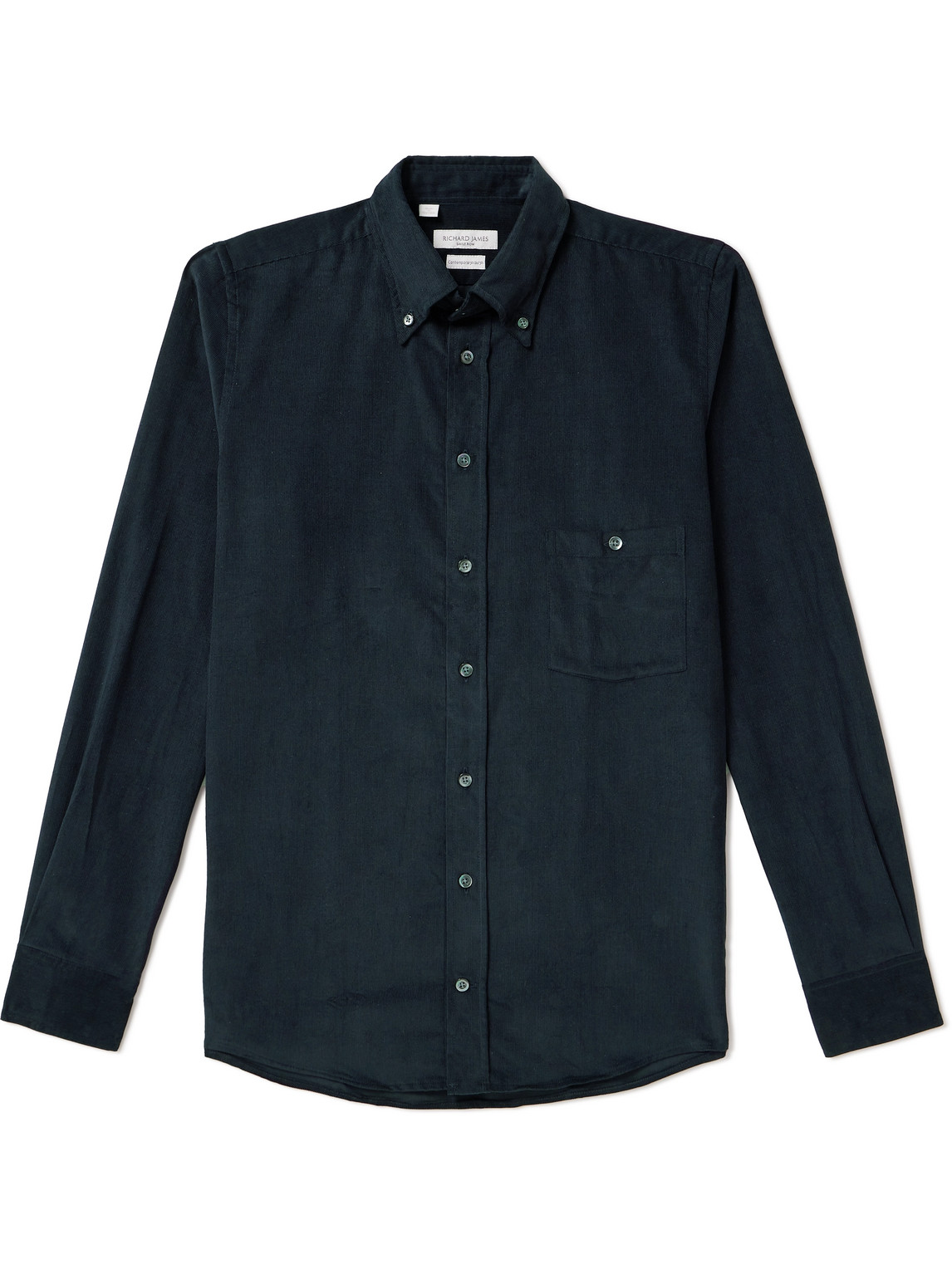 Richard James Button-down Collar Cotton-corduroy Shirt In Blue