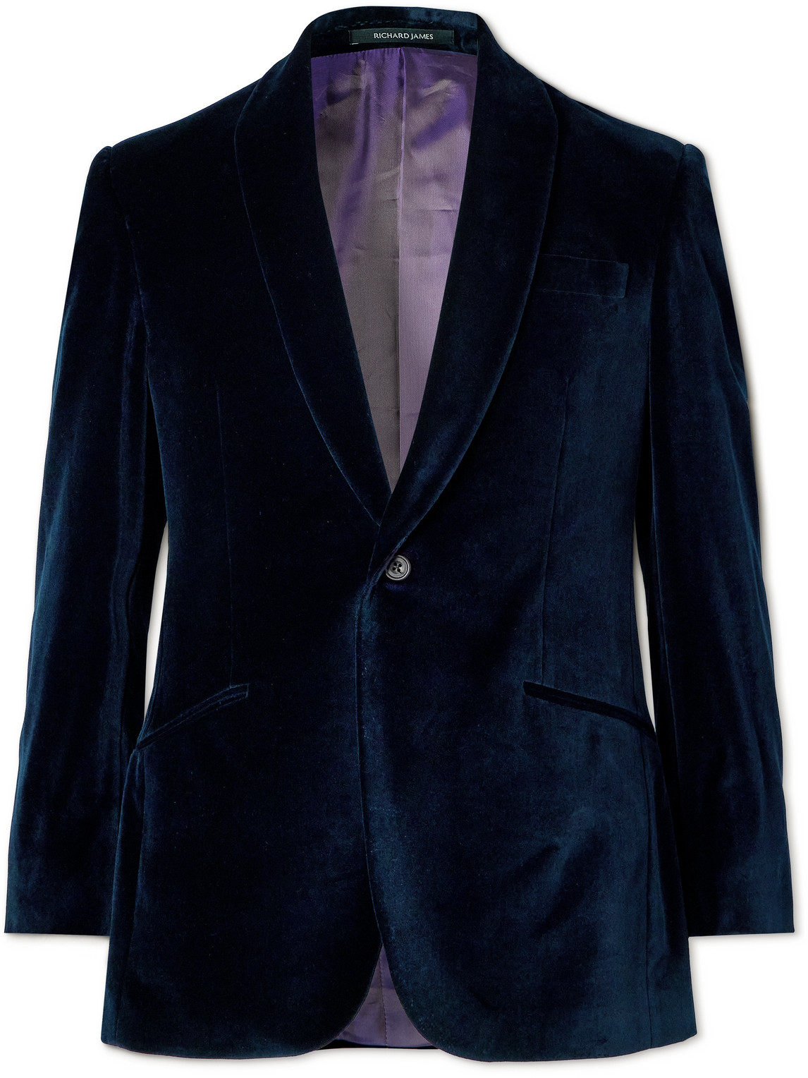 Richard James Slim-fit Cotton-velvet Tuxedo Jacket In Blue