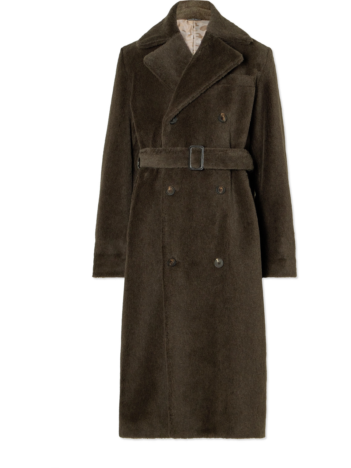 Richard James Belted Double-breasted Alpaca Coat In Brown