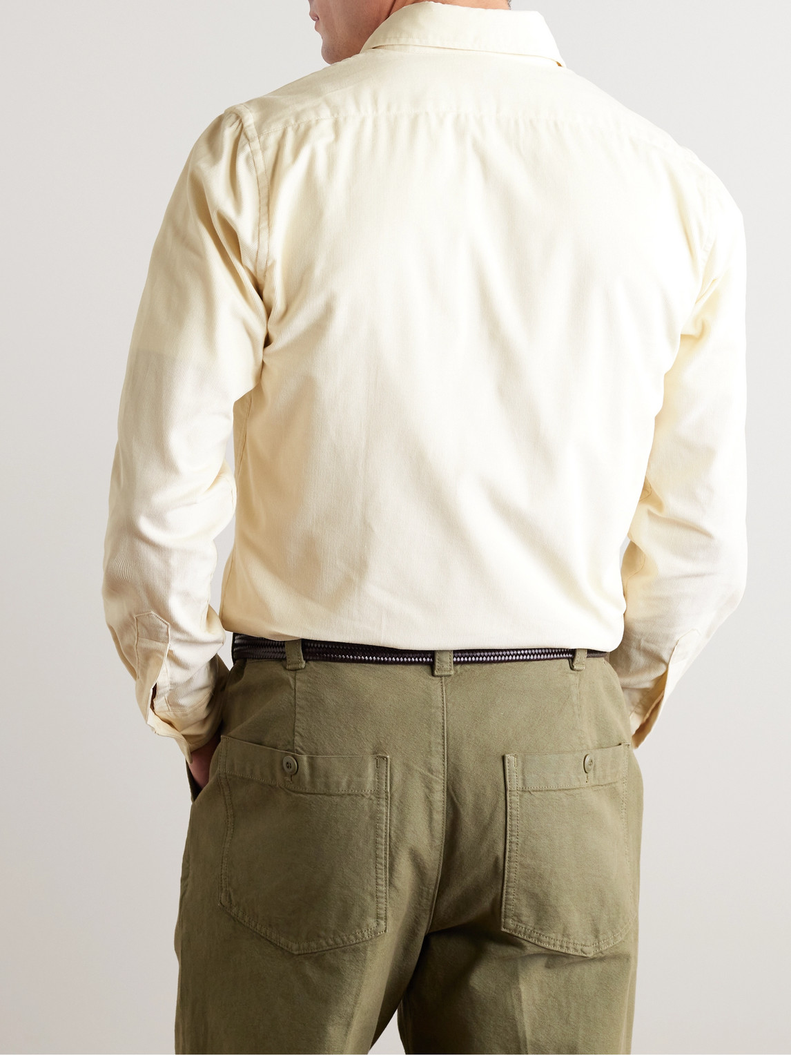 Shop Richard James Button-down Collar Cotton-corduroy Shirt In Neutrals