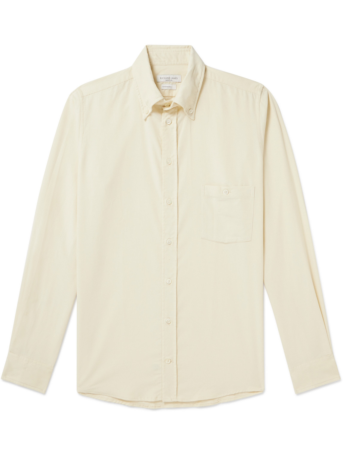Richard James Button-down Collar Cotton-corduroy Shirt In Neutrals