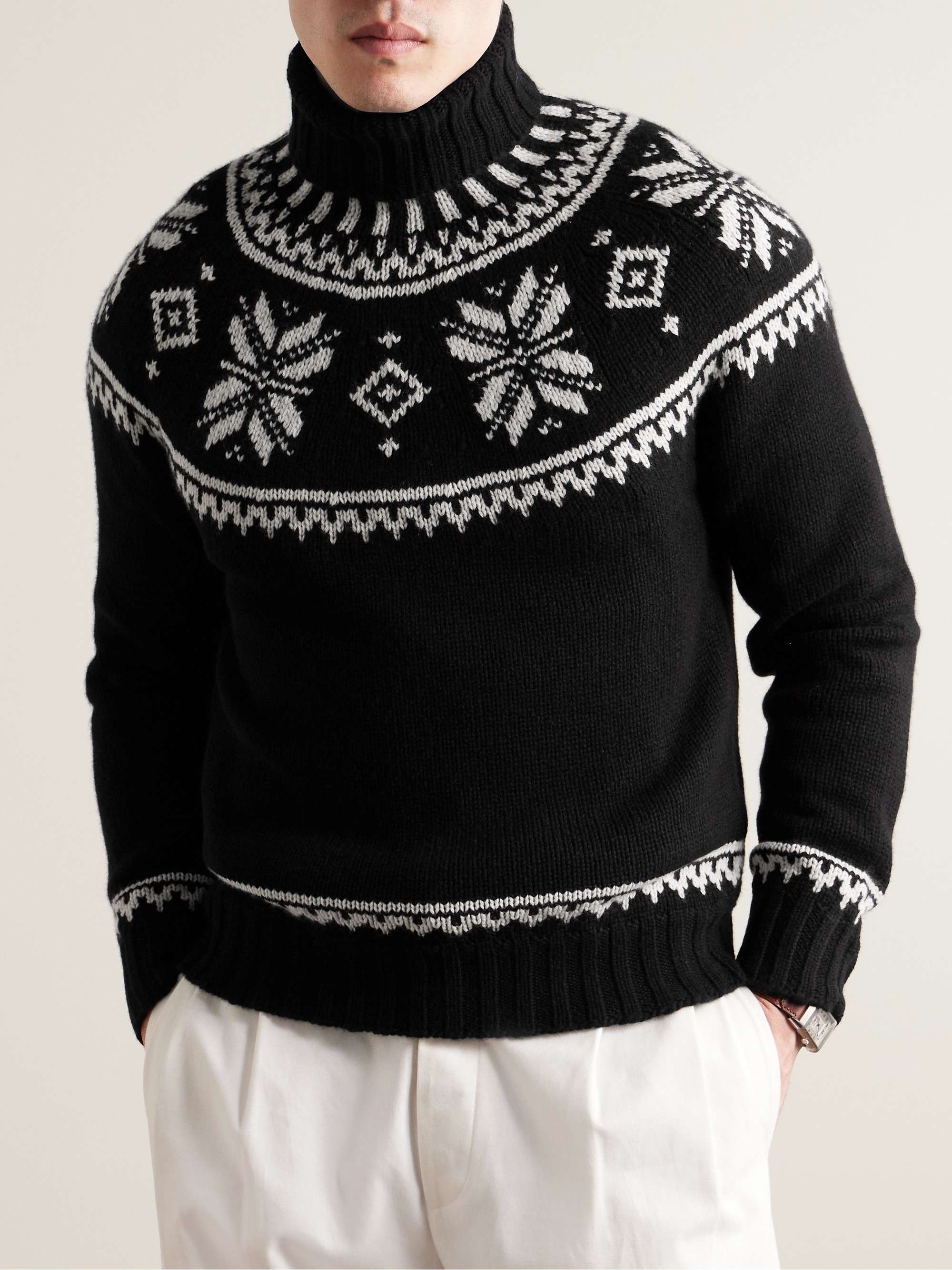 RALPH LAUREN PURPLE LABEL Fair Isle Cashmere Rollneck Sweater for Men ...