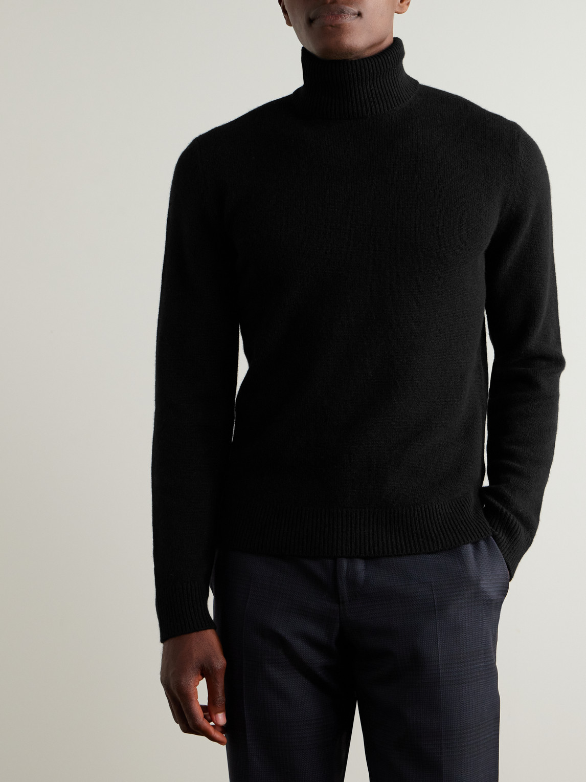 Shop Ralph Lauren Purple Label Slim-fit Cashmere Rollneck Sweater In Black