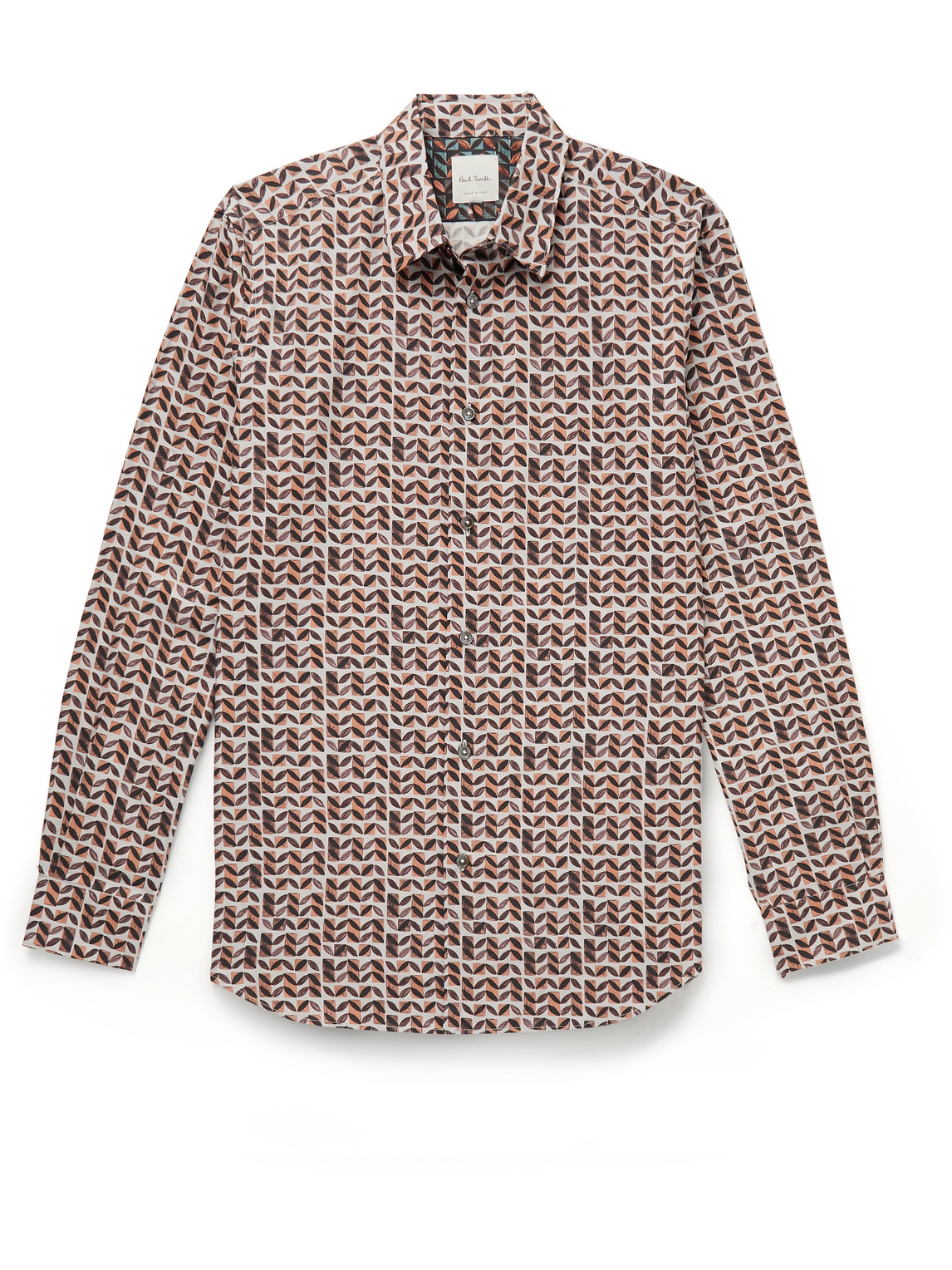 Paul Smith Printed Cotton-poplin Shirt In Neutrals