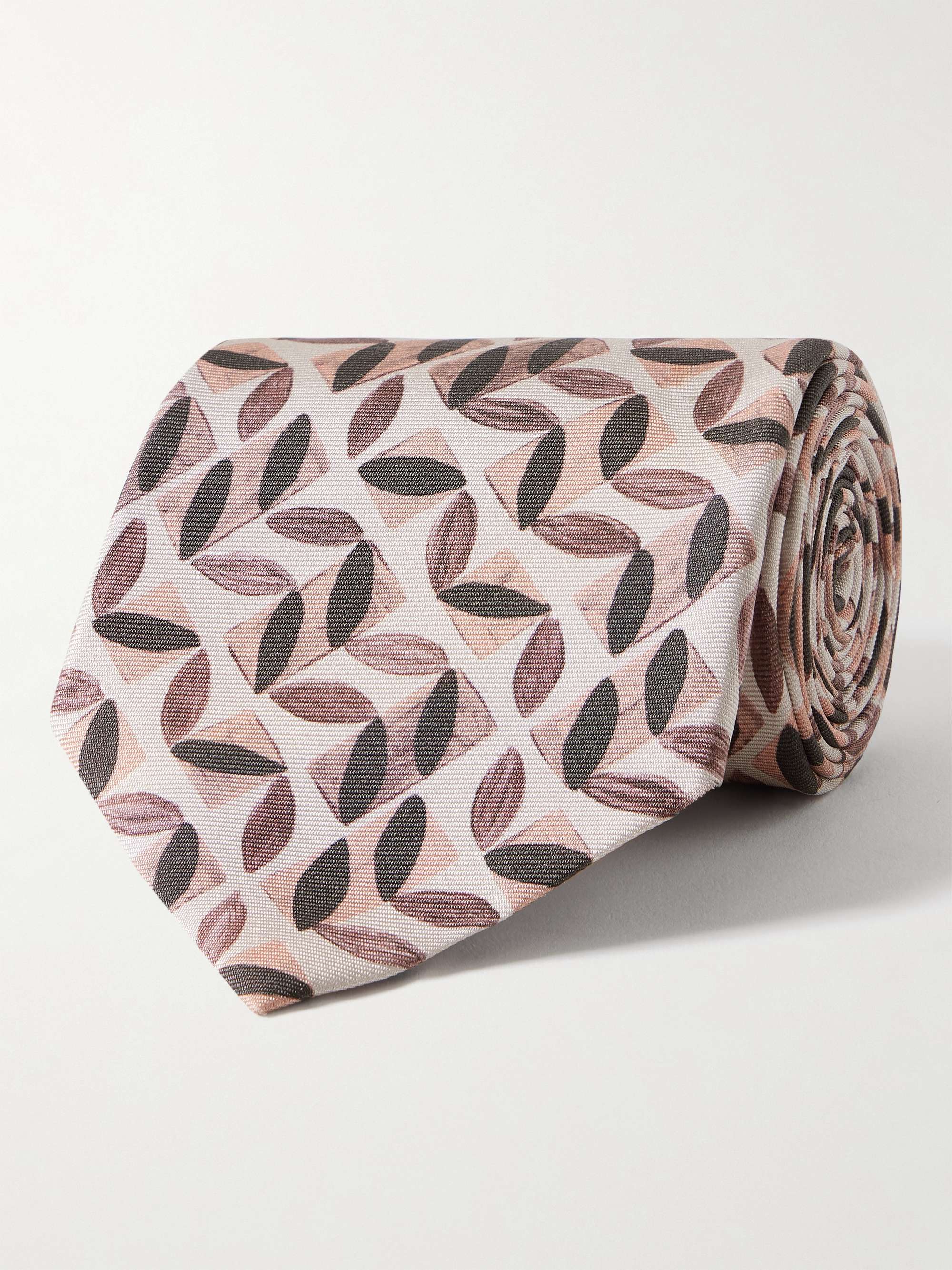PAUL SMITH 8cm Printed Silk-Twill Tie,Beige