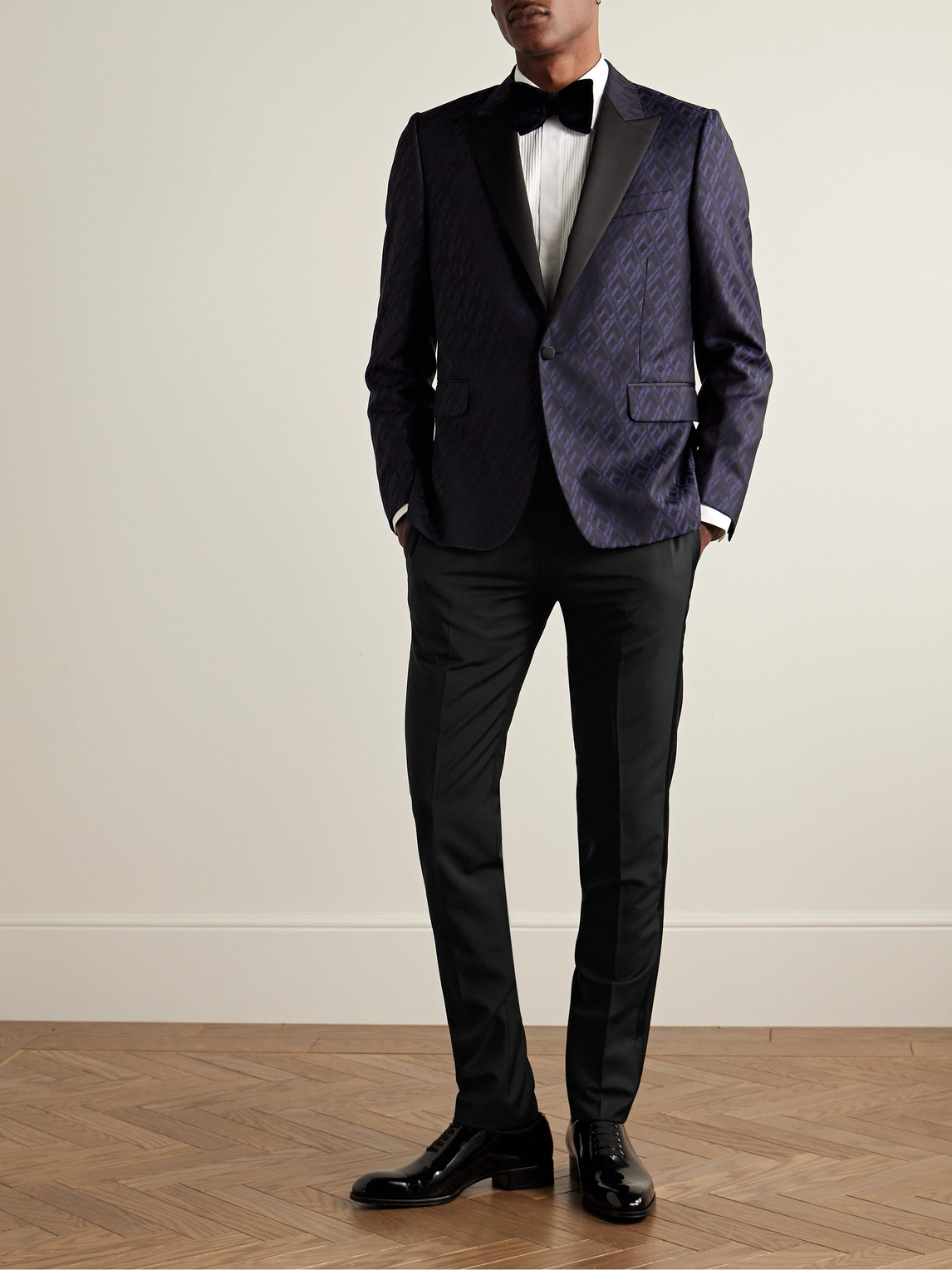 Paul Smith Slim-fit Satin-trimmed Wool And Mohair-blend Tuxedo Trousers In Black