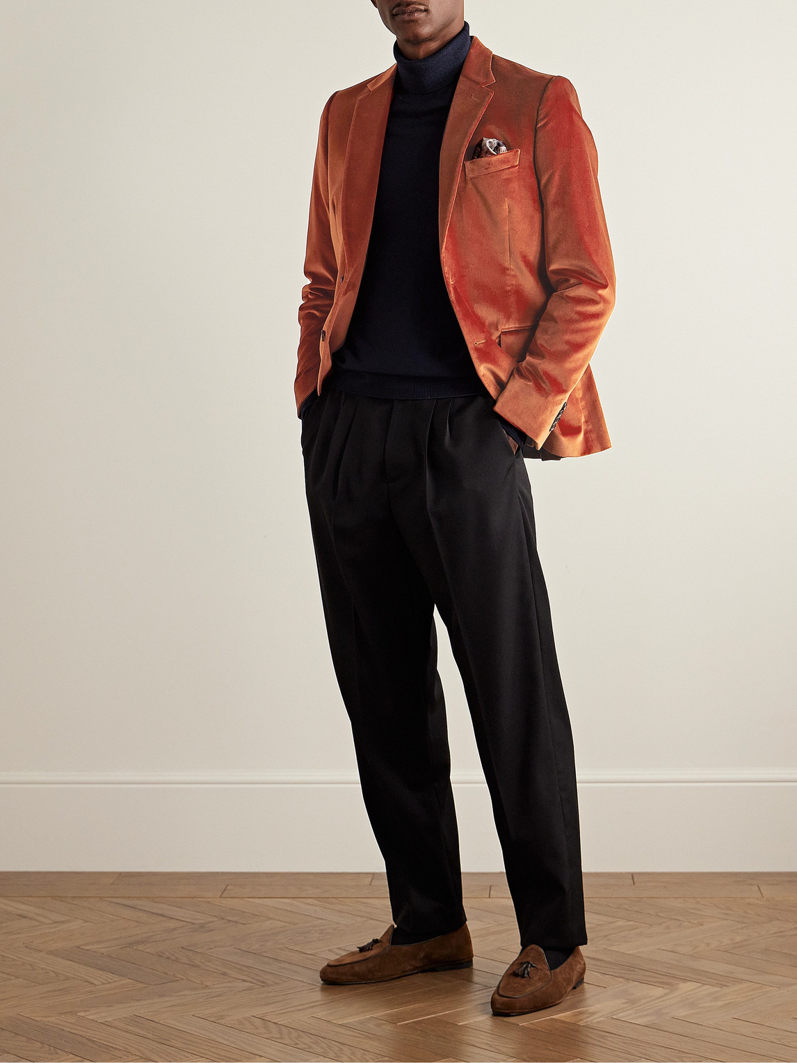 Shop Paul Smith Cotton-velvet Blazer In Orange