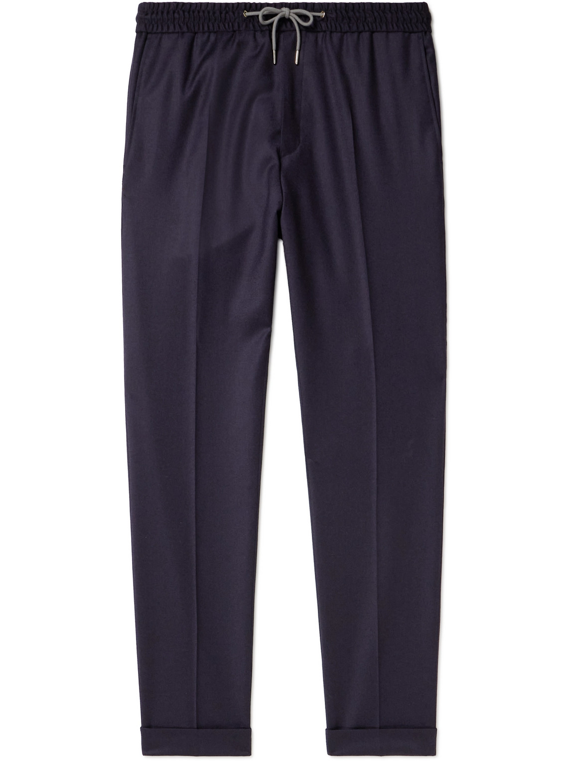 Paul Smith Tapered Wool And Cashmere-blend Drawstring Trousers In Blue