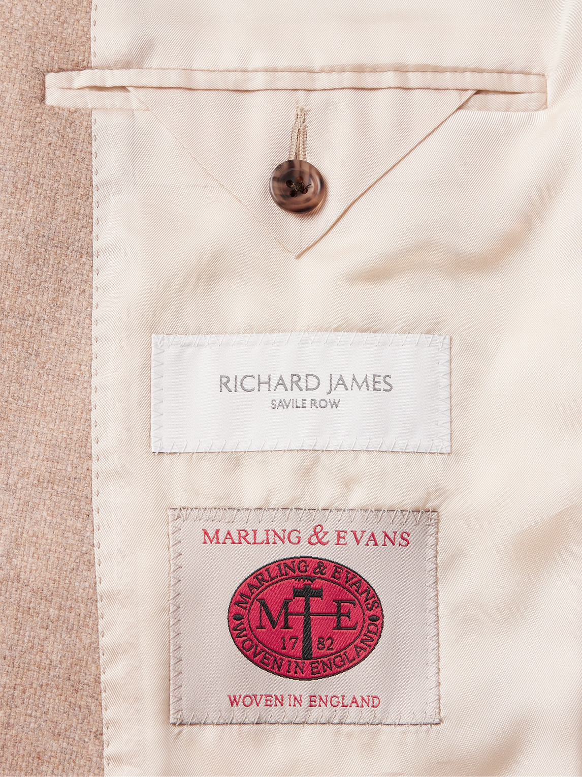 Shop Richard James Hyde Double-breasted Wool-hopsack Blazer In Neutrals