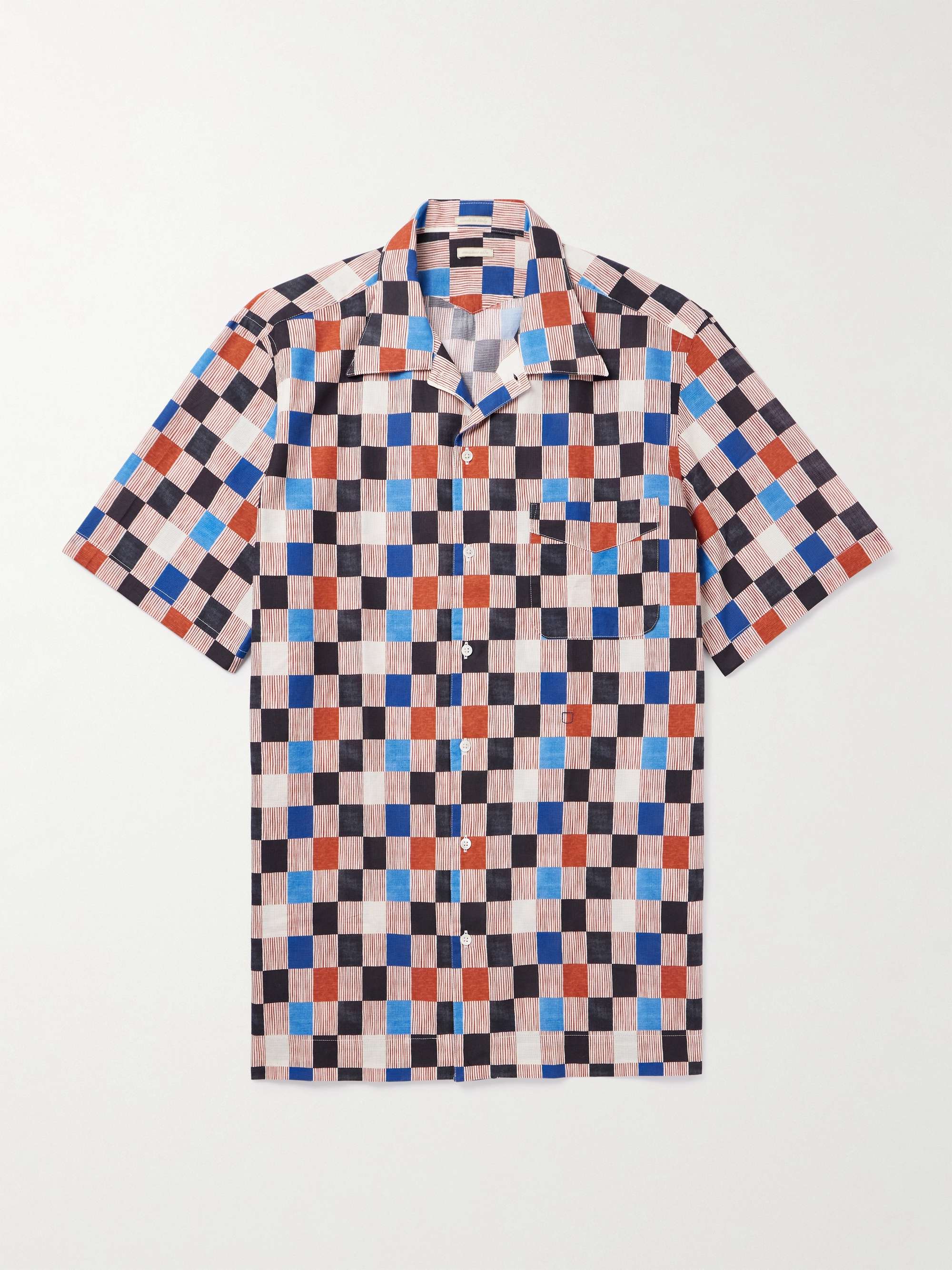 MASSIMO ALBA Venice Camp-Collar Checked Cotton-Voile Shirt for Men | MR ...