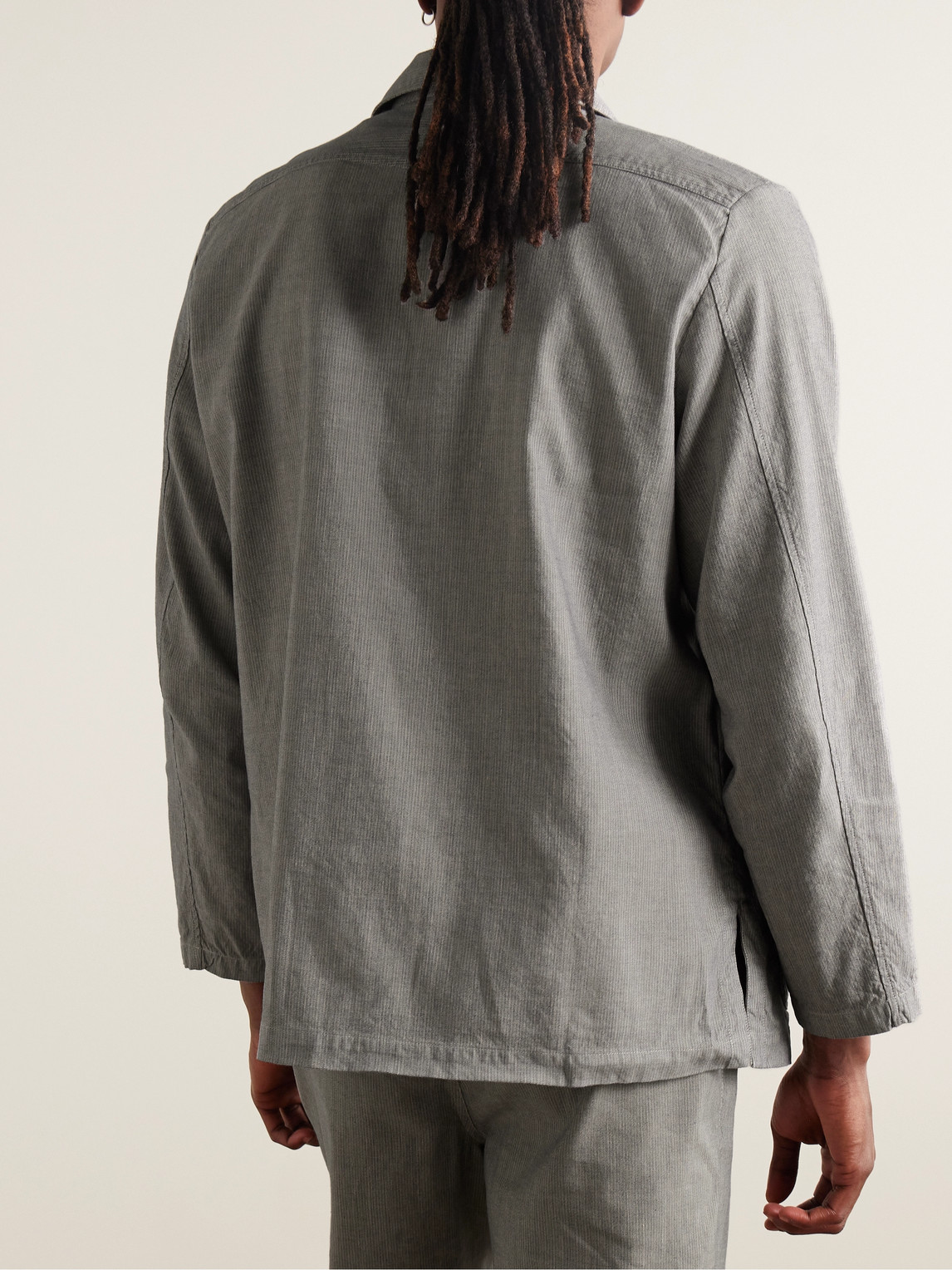 Shop Massimo Alba Florida Convertible-collar Cotton And Linen-blend Overshirt In Gray