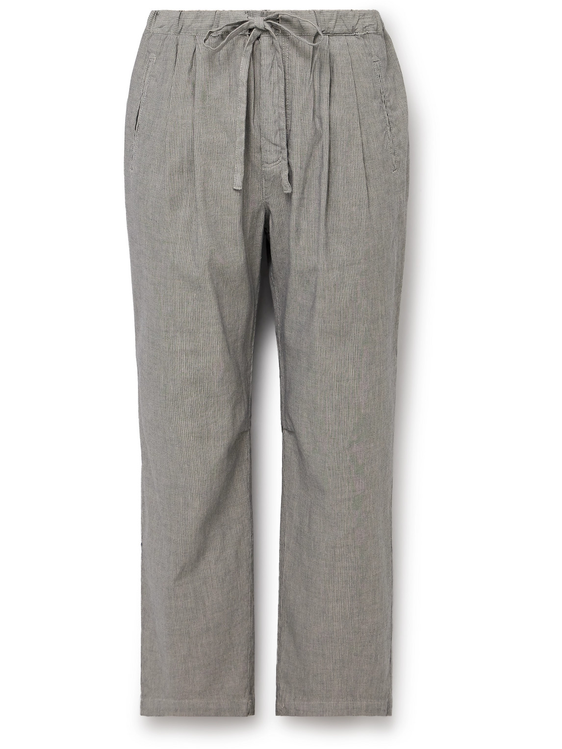 Massimo Alba Key West Straight-leg Striped Cotton And Linen-blend Trousers In Gray