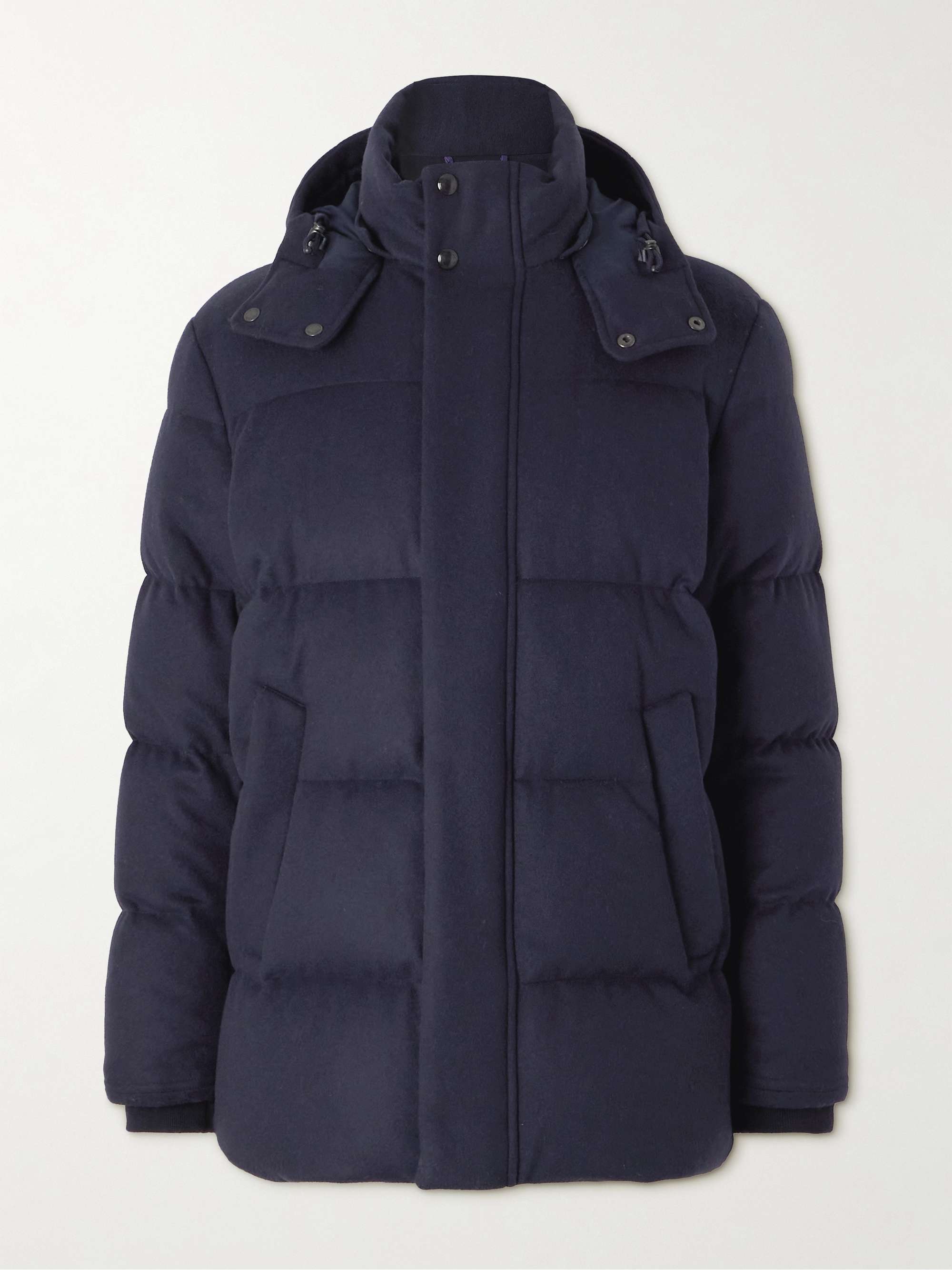 RALPH LAUREN PURPLE LABEL Cameron Quilted Wool-Blend Hooded Down Jacket ...