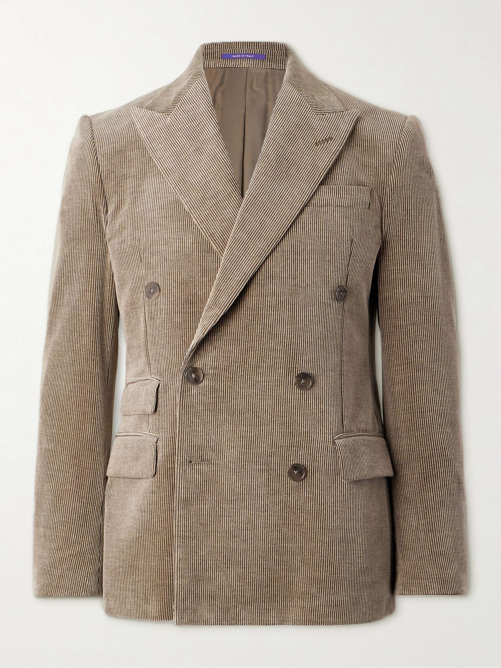 Kent Slim-Fit Double-Breasted Cotton and Cashmere-Blend Corduroy Suit Jacket