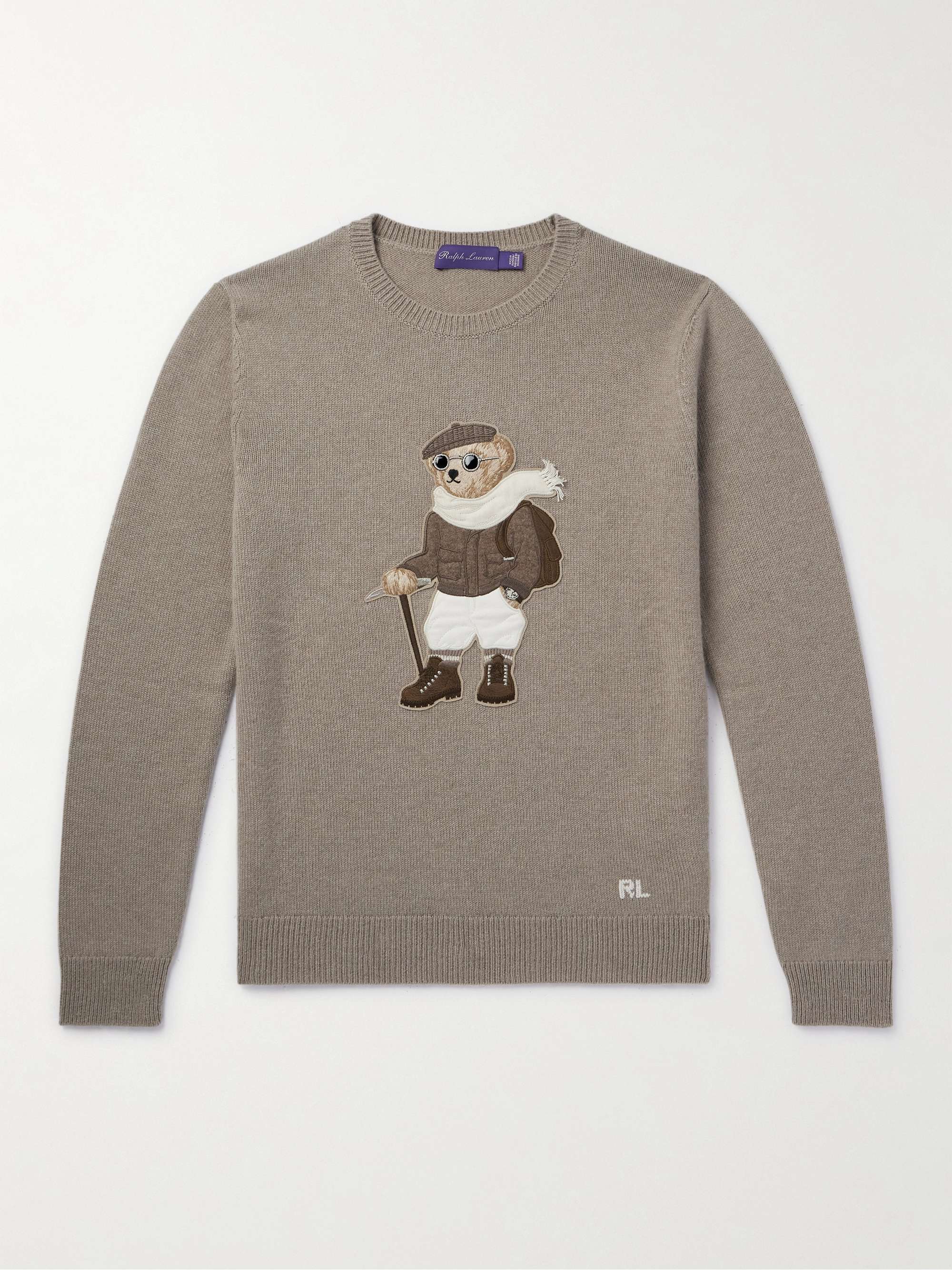 RALPH LAUREN PURPLE LABEL Appliquéd Intarsia Cashmere Sweater for Men ...