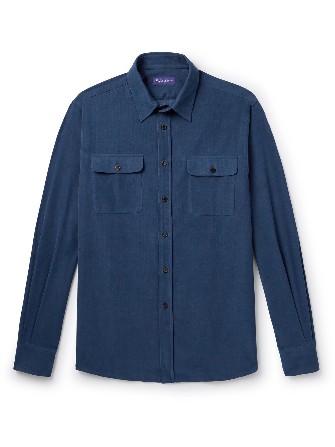 Shop Ralph Lauren Purple Label Cotton-corduroy Shirt In Blue