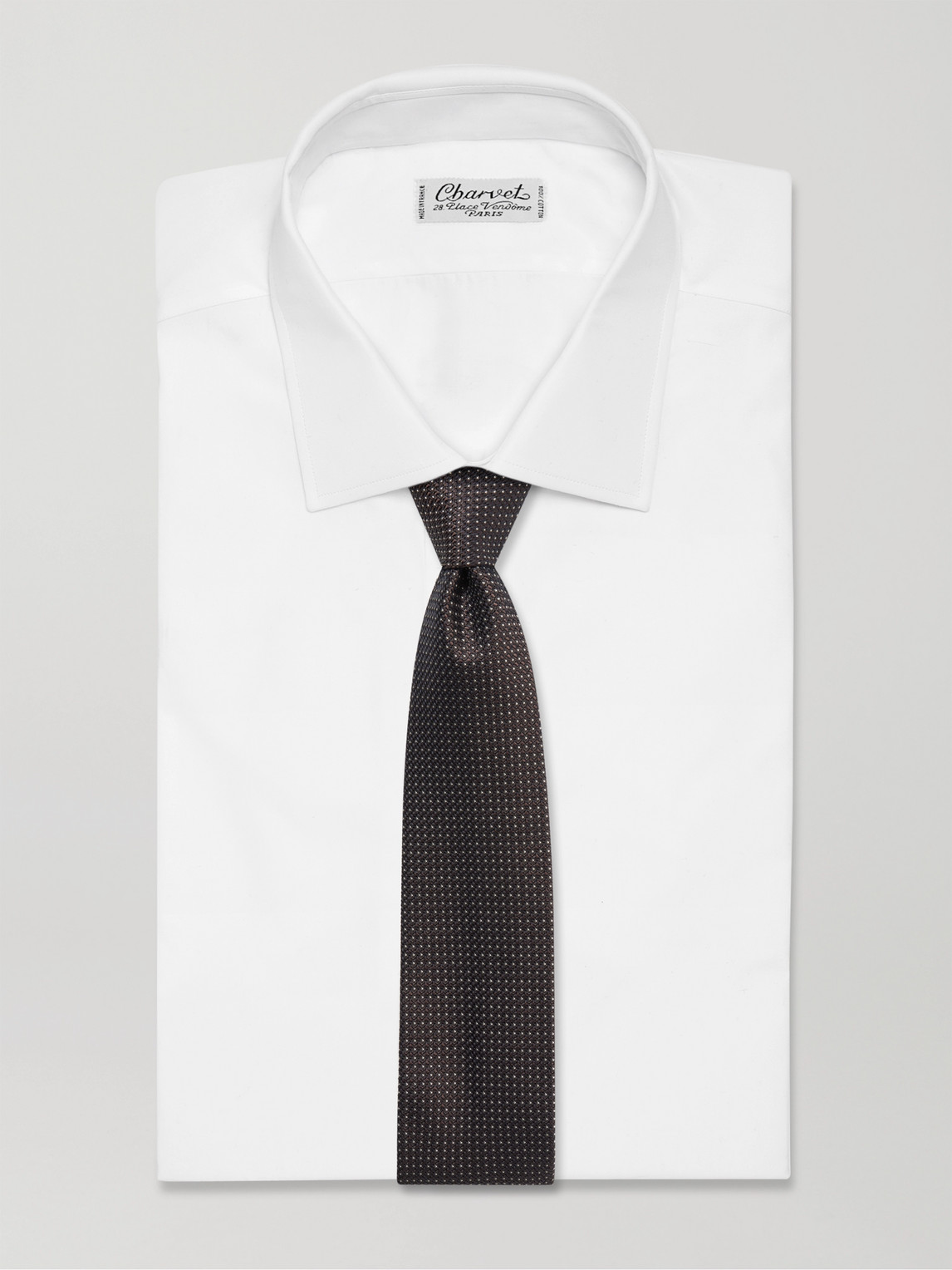Shop Richard James 8.5cm Polka Dot Silk-jacquard Tie In Brown