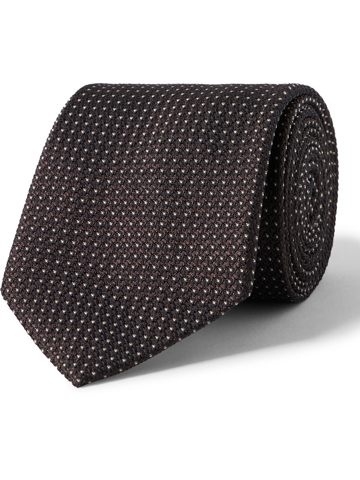 Richard James 8.5cm Polka Dot Silk-jacquard Tie In Brown