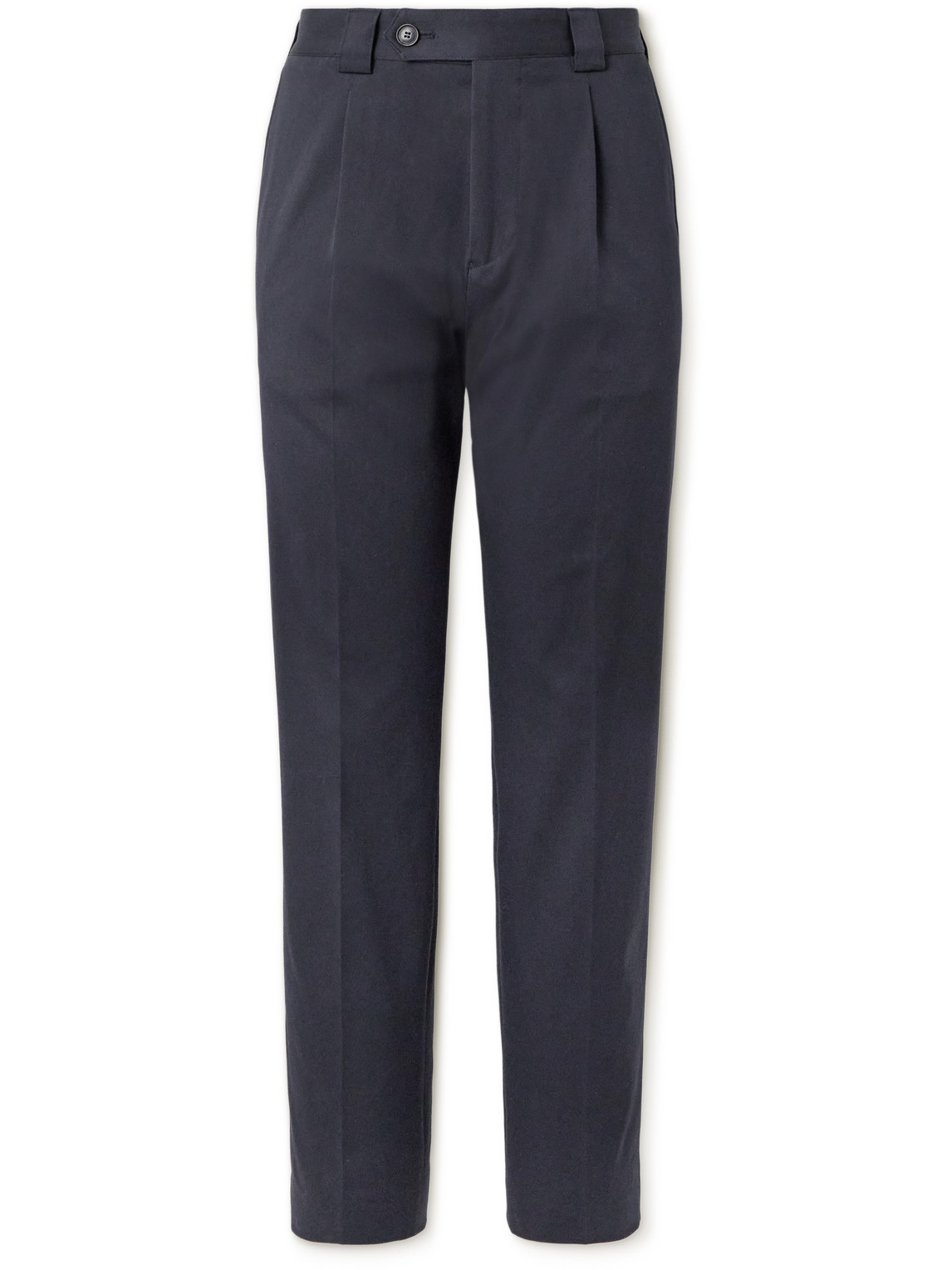 Paul Smith Straight-leg Pleated Stretch-cotton Trousers In Blue
