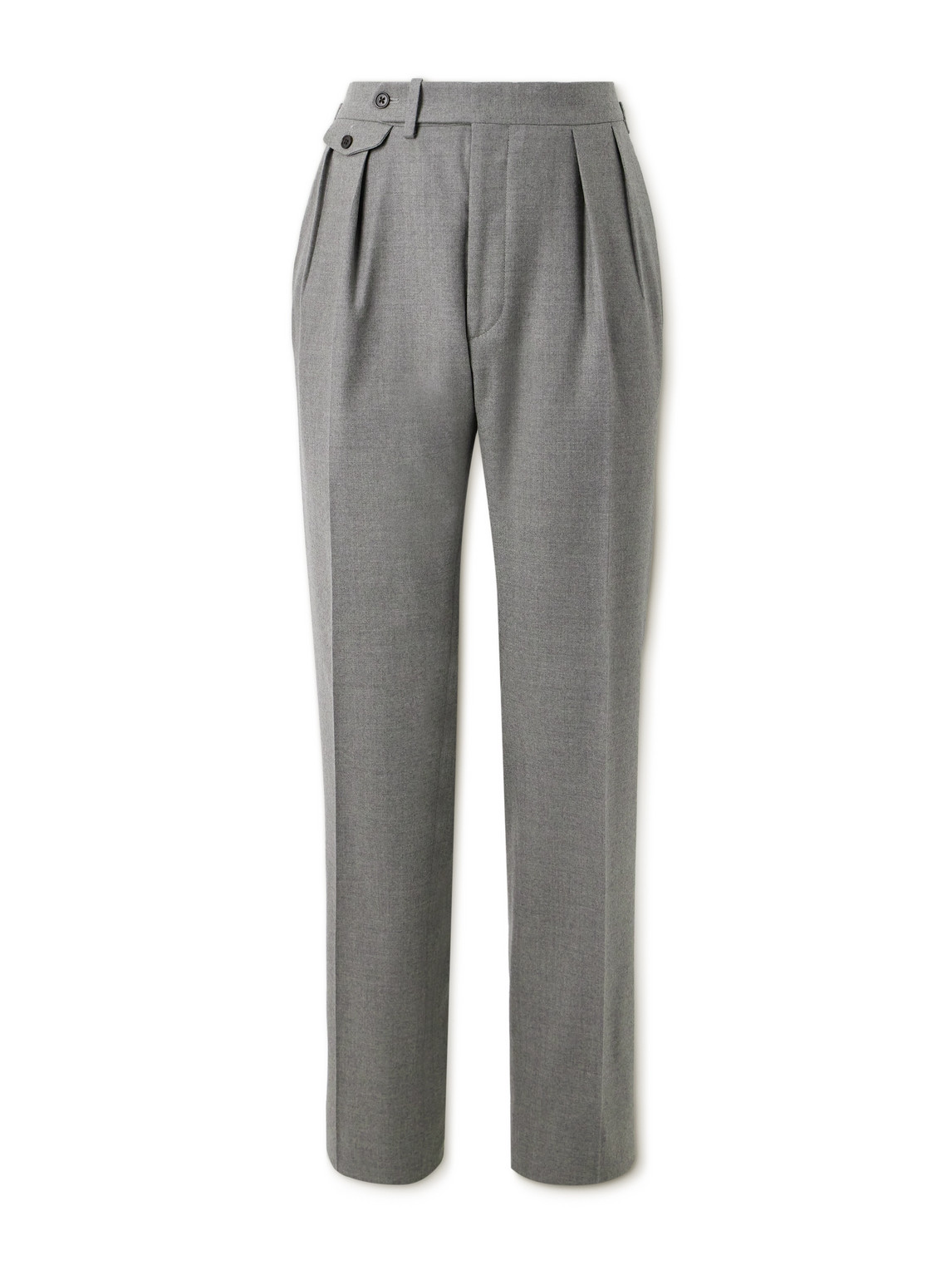 Ralph Lauren Purple Label Gregory Straight-leg Wool-flannel Trousers In Grey