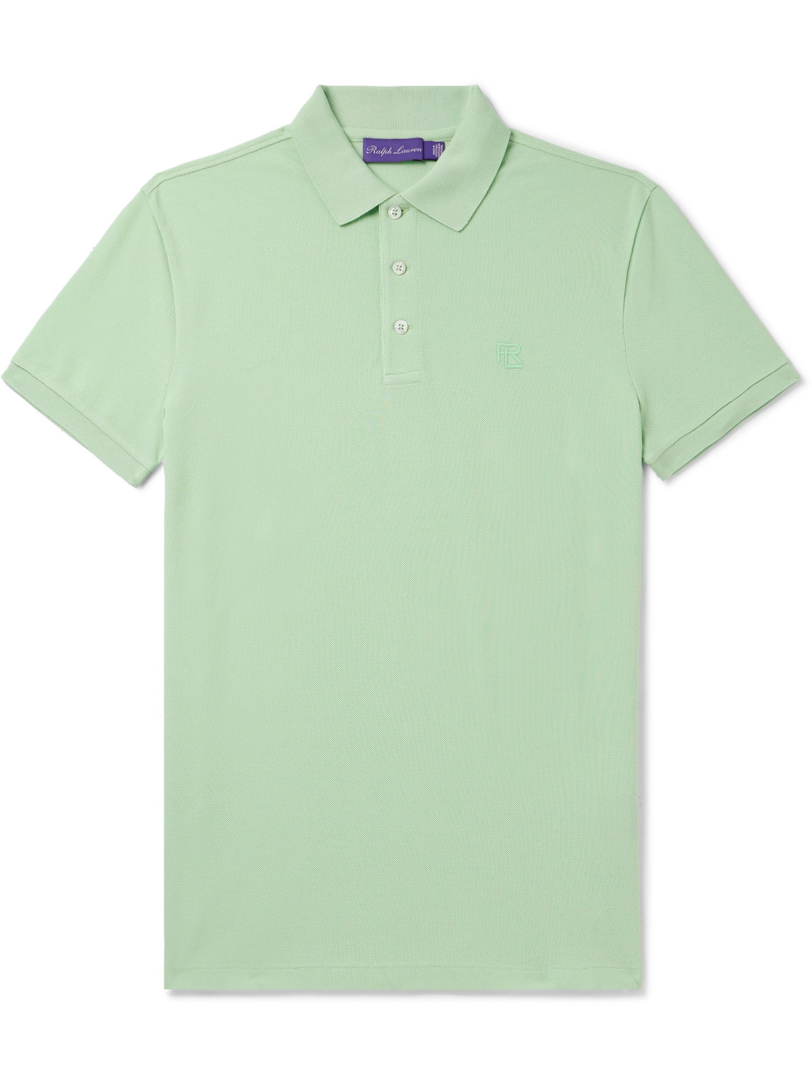 Shop Ralph Lauren Purple Label Logo-embroidered Cotton-piqué Polo Shirt In Green