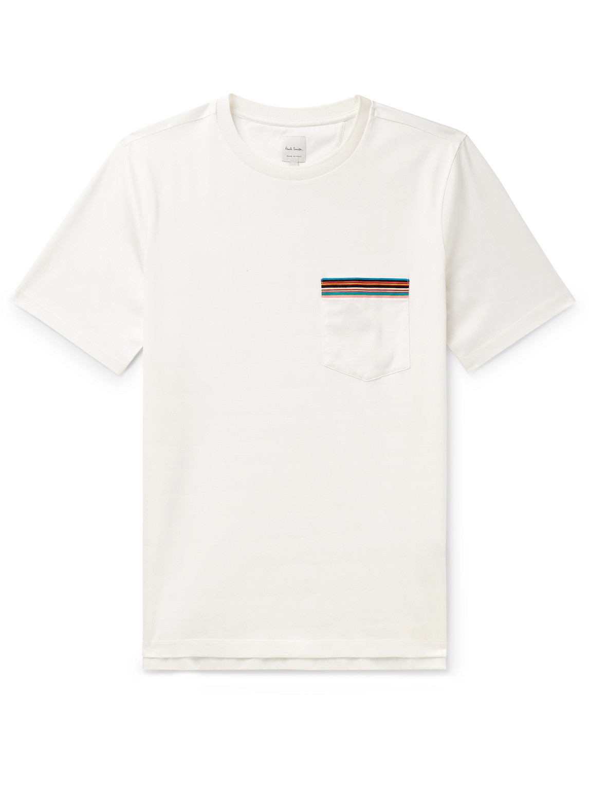 Shop Paul Smith Striped Cotton-jersey T-shirt In White