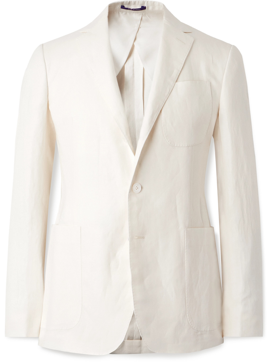 Ralph Lauren Purple Label Kent Silk And Linen-blend Blazer In Neutrals