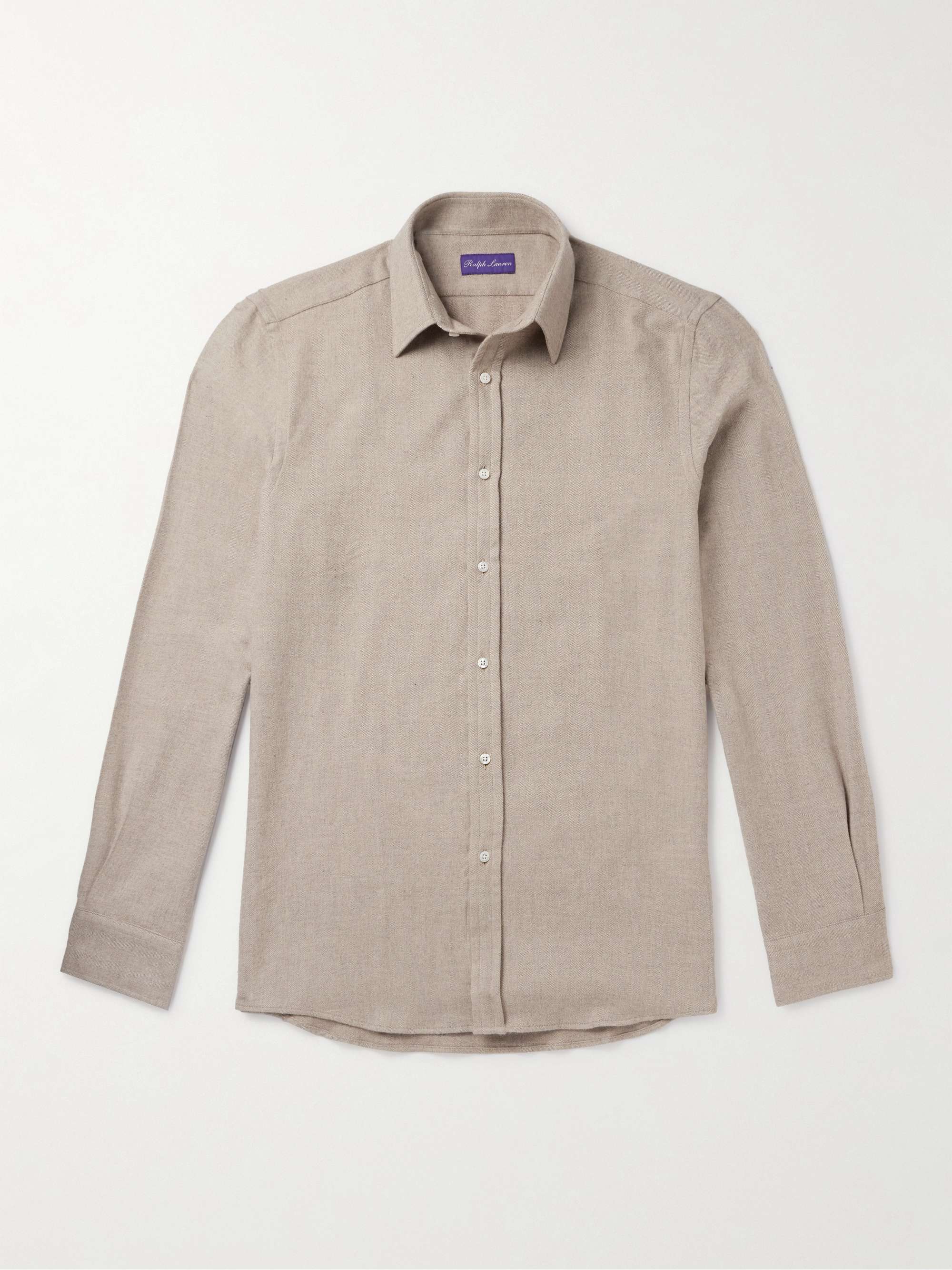 RALPH LAUREN PURPLE LABEL Harrison Herringbone Cotton-Flannel Shirt for ...