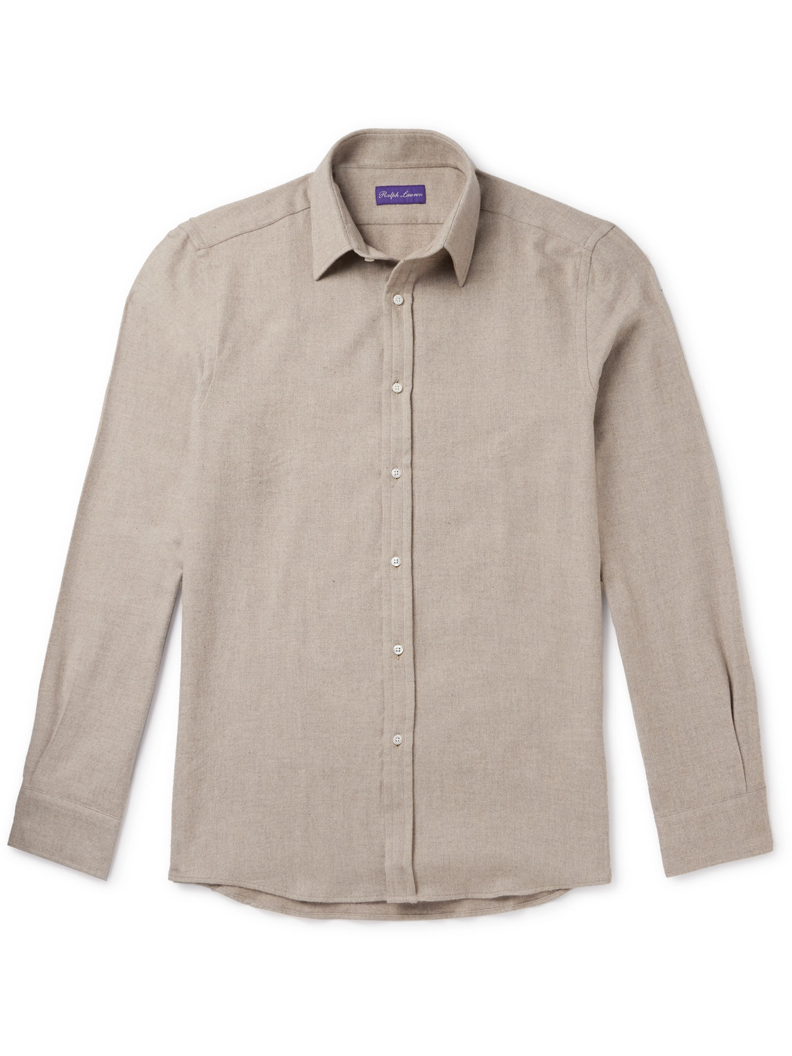 Shop Ralph Lauren Purple Label Harrison Herringbone Cotton-flannel Shirt In Neutrals
