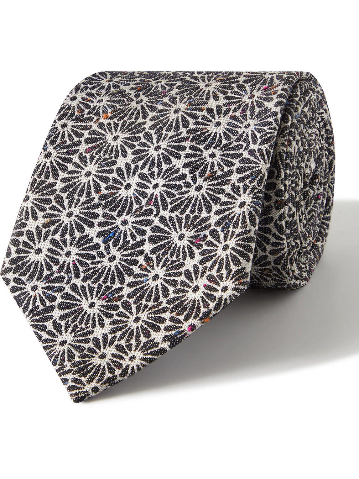 Paul Smith 7cm Floral-jacquard Cotton And Silk-blend Tie In Gray