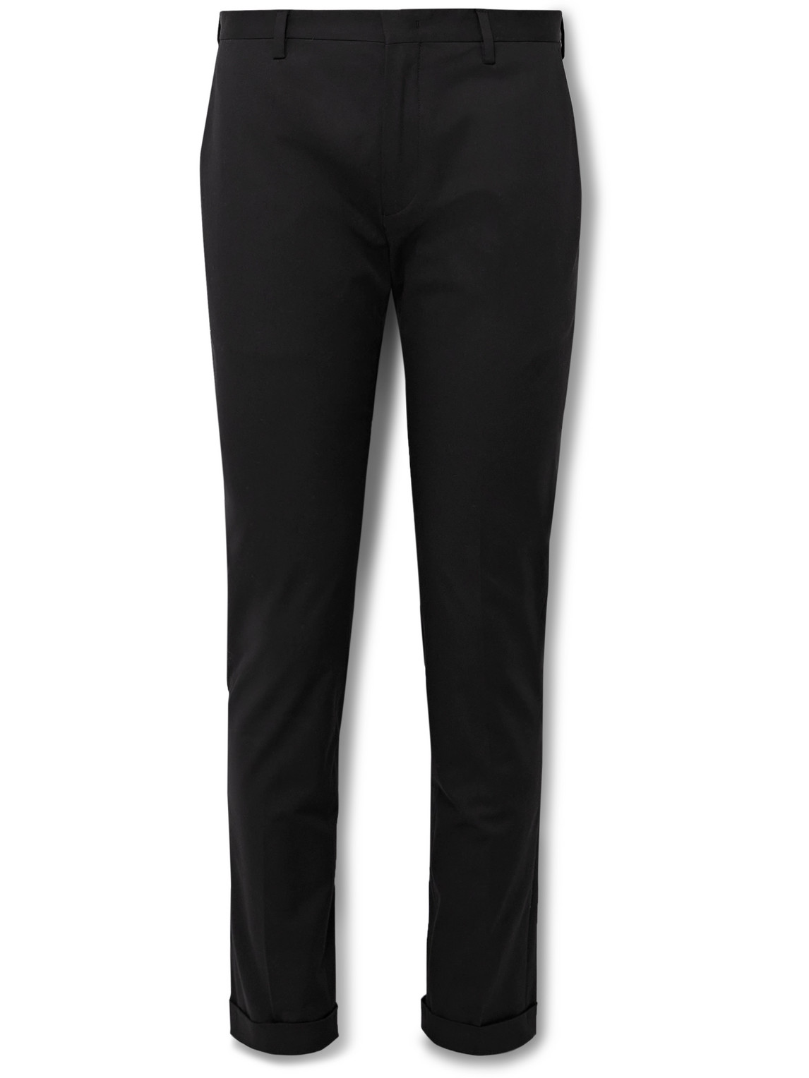 Paul Smith Organic Cotton-blend Twill Slim-leg Trousers In Black